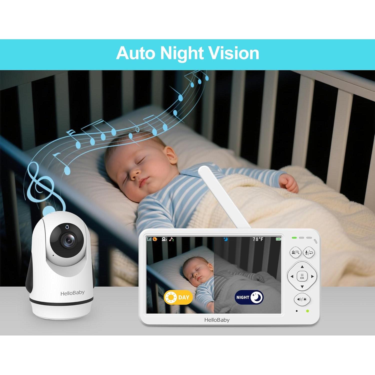 Monitor de Bebé HelloBaby HB6363 con Cámara 6" y Audio