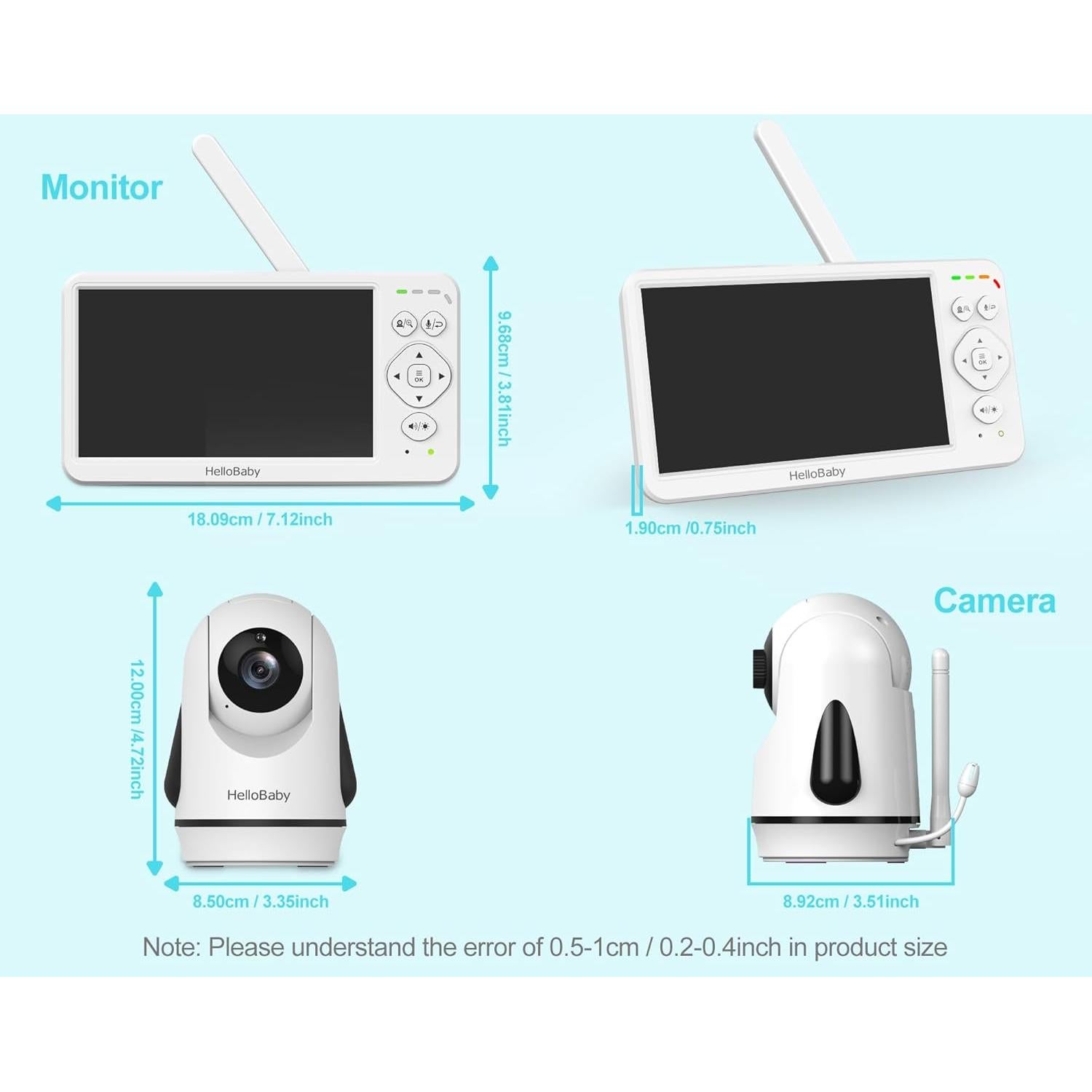Monitor de Bebé HelloBaby HB6363 con Cámara 6" y Audio