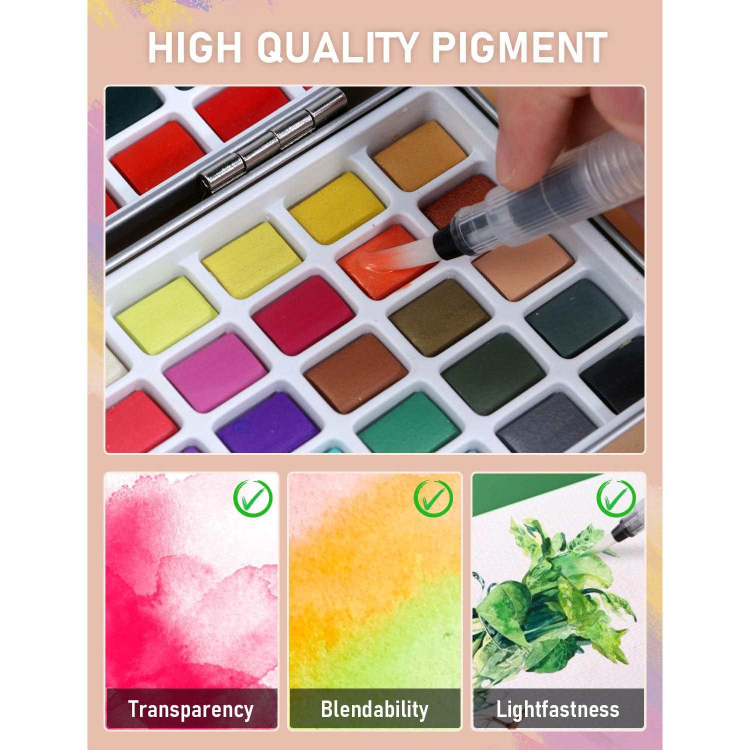 Conjunto de Pintura Acuarela Nicpro 100 Colores con Pinceles y Papel