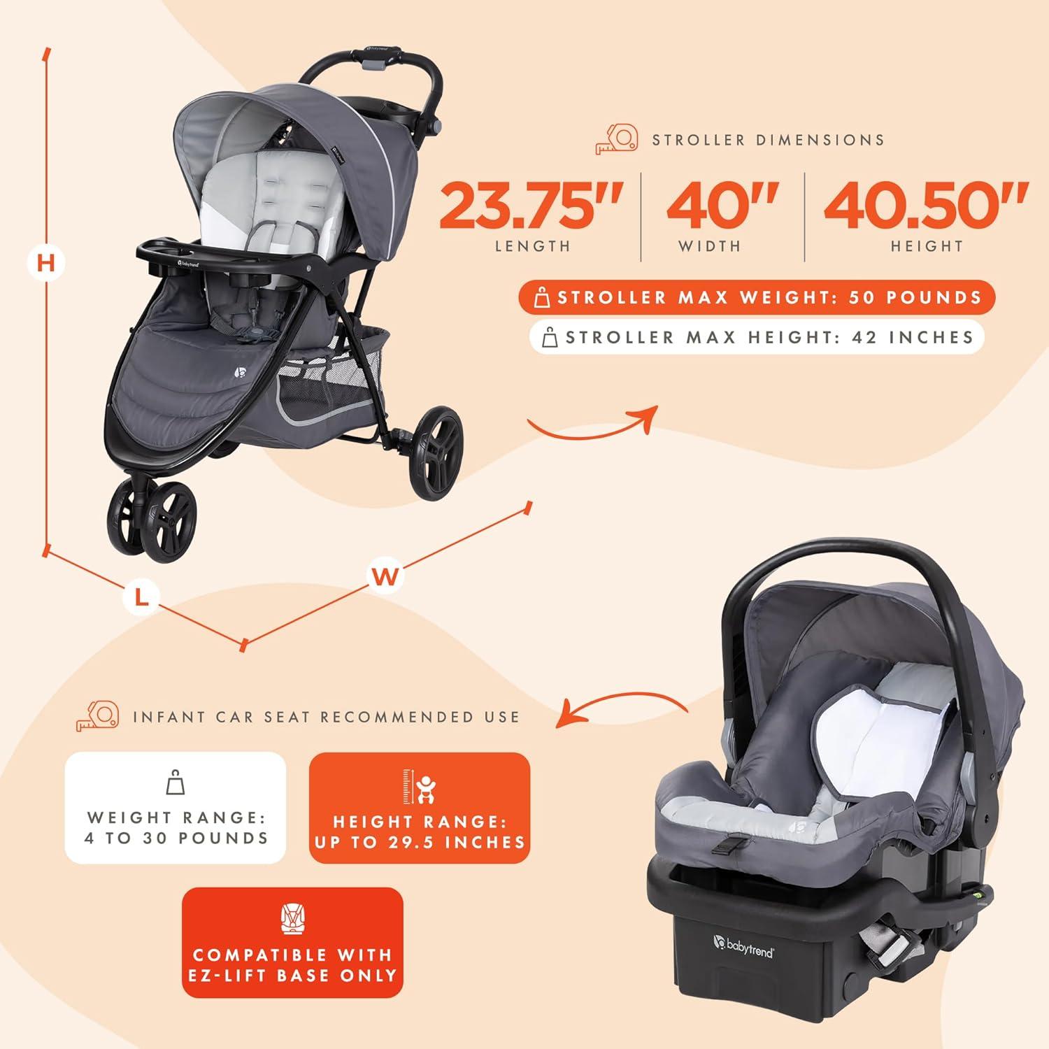 Sistema de Viaje Baby Trend EZ Ride con Cochecito y Asiento Auto