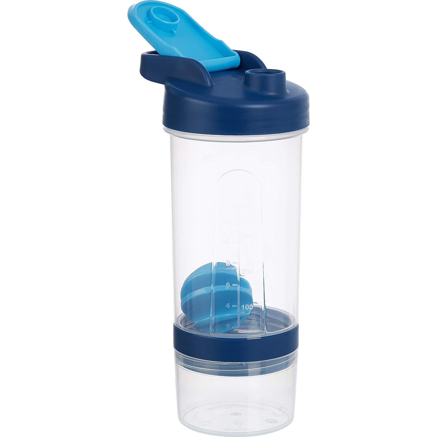 Botella de Mezcla de Proteína Amazon Basics 20 oz Azul 2-Pack