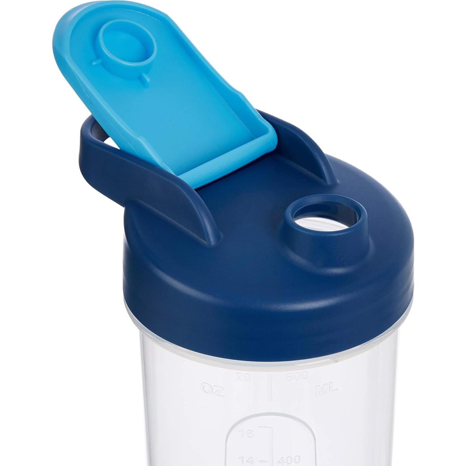 Botella de Mezcla de Proteína Amazon Basics 20 oz Azul 2-Pack