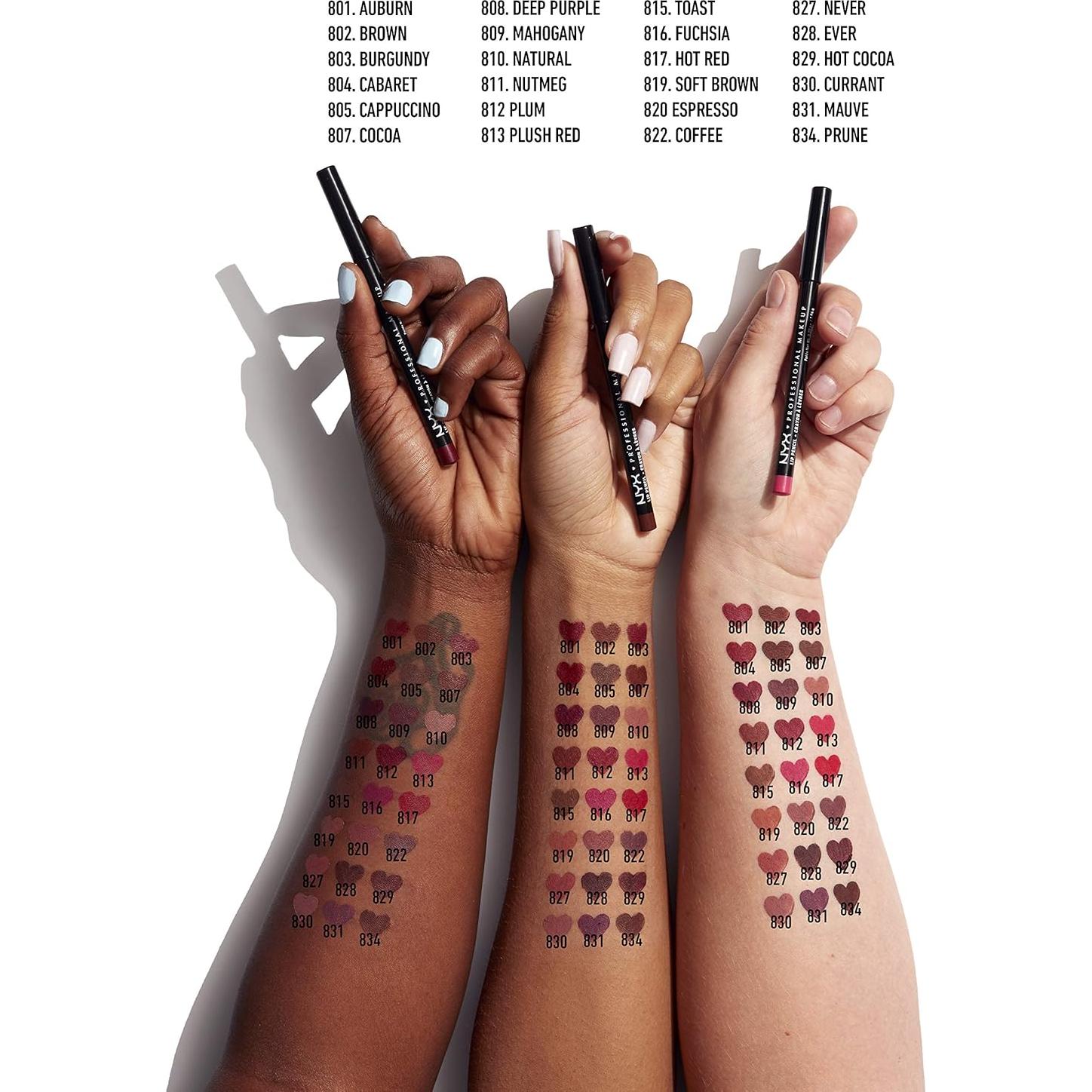 Lápiz Labial Delineador NYX 809 Caoba 3.4g Larga Duración