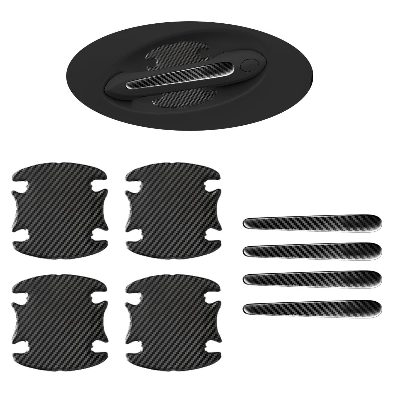 Protector de Manija de Puerta Auto Jitrendo 8 Pcs Fibra Carbono