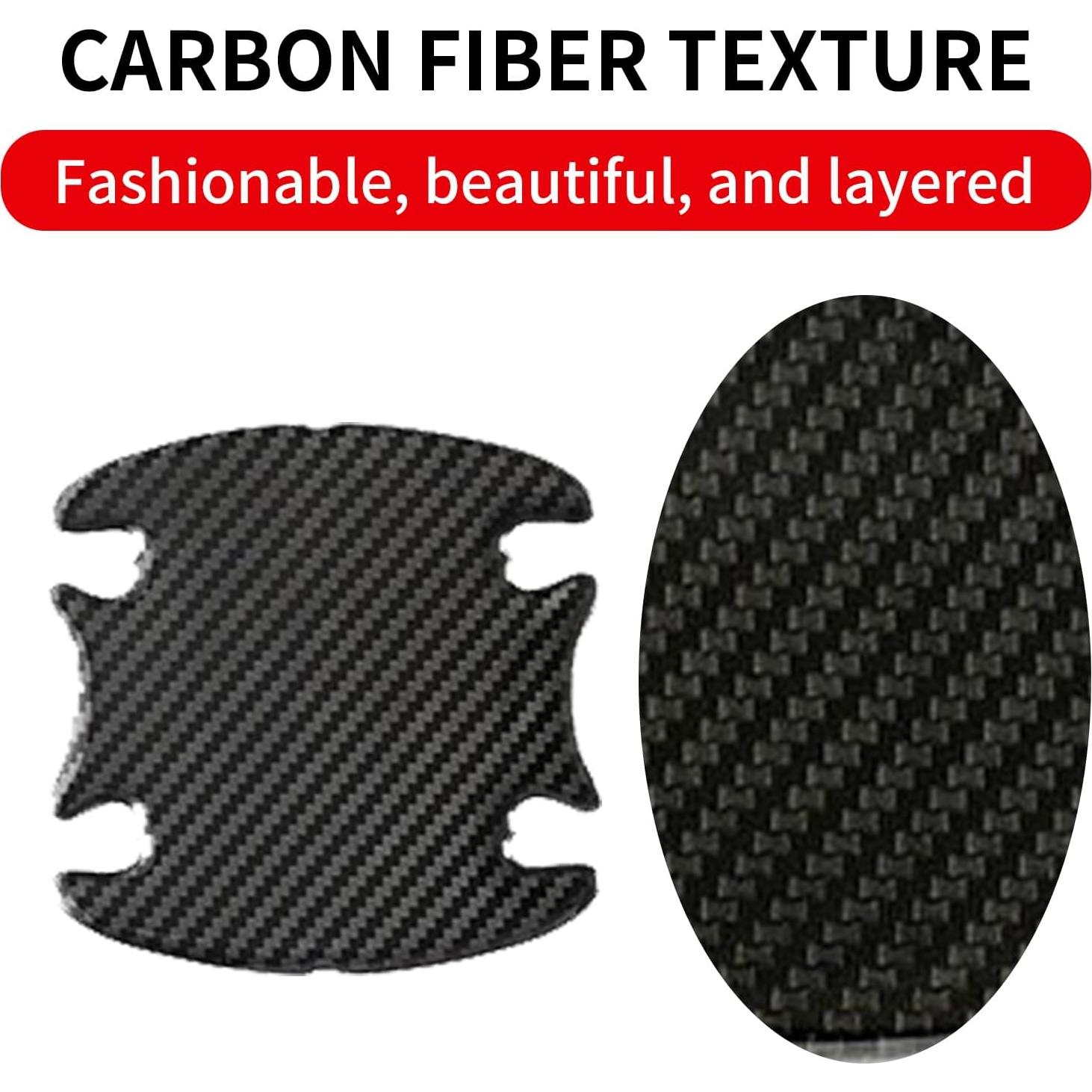 Protector de Manija de Puerta Auto Jitrendo 8 Pcs Fibra Carbono