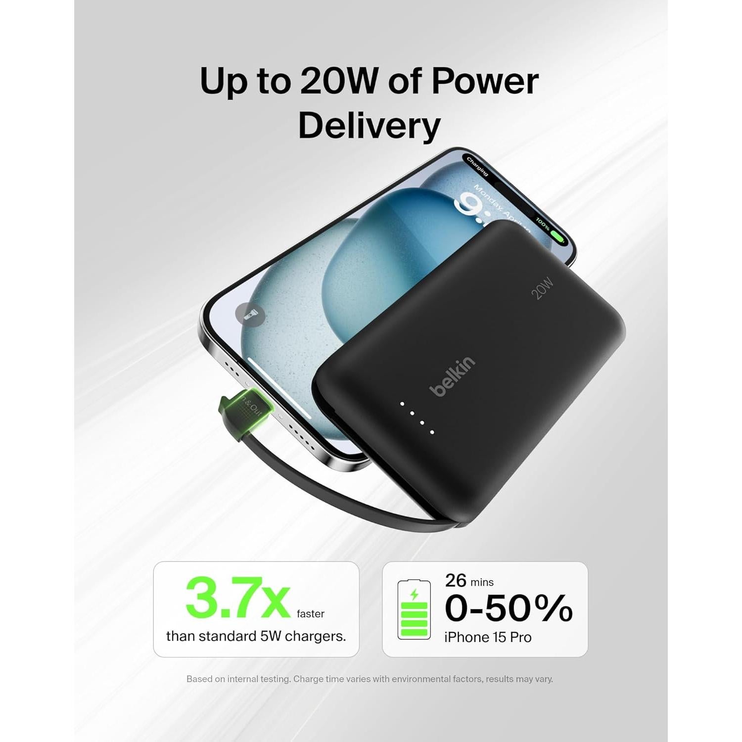 Cargador Portátil Belkin 10,000 mAh USB-C 20W Carga Rápida