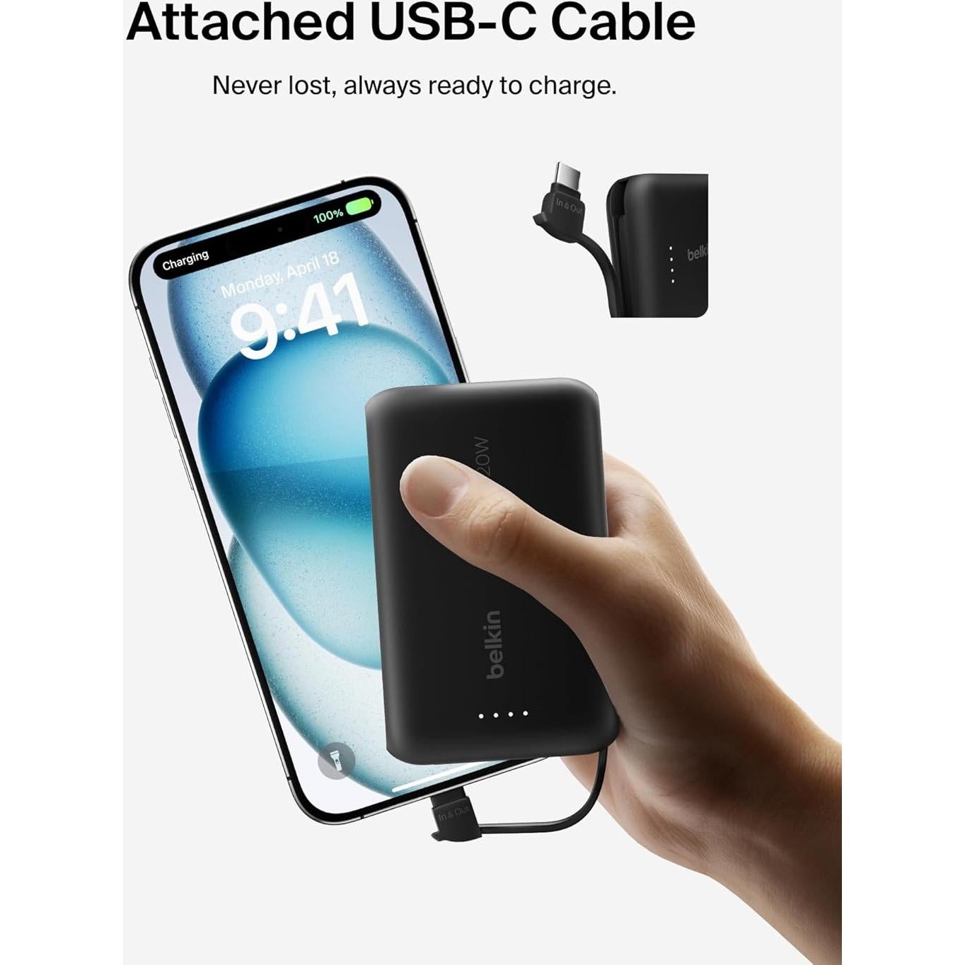 Cargador Portátil Belkin 10,000 mAh USB-C 20W Carga Rápida