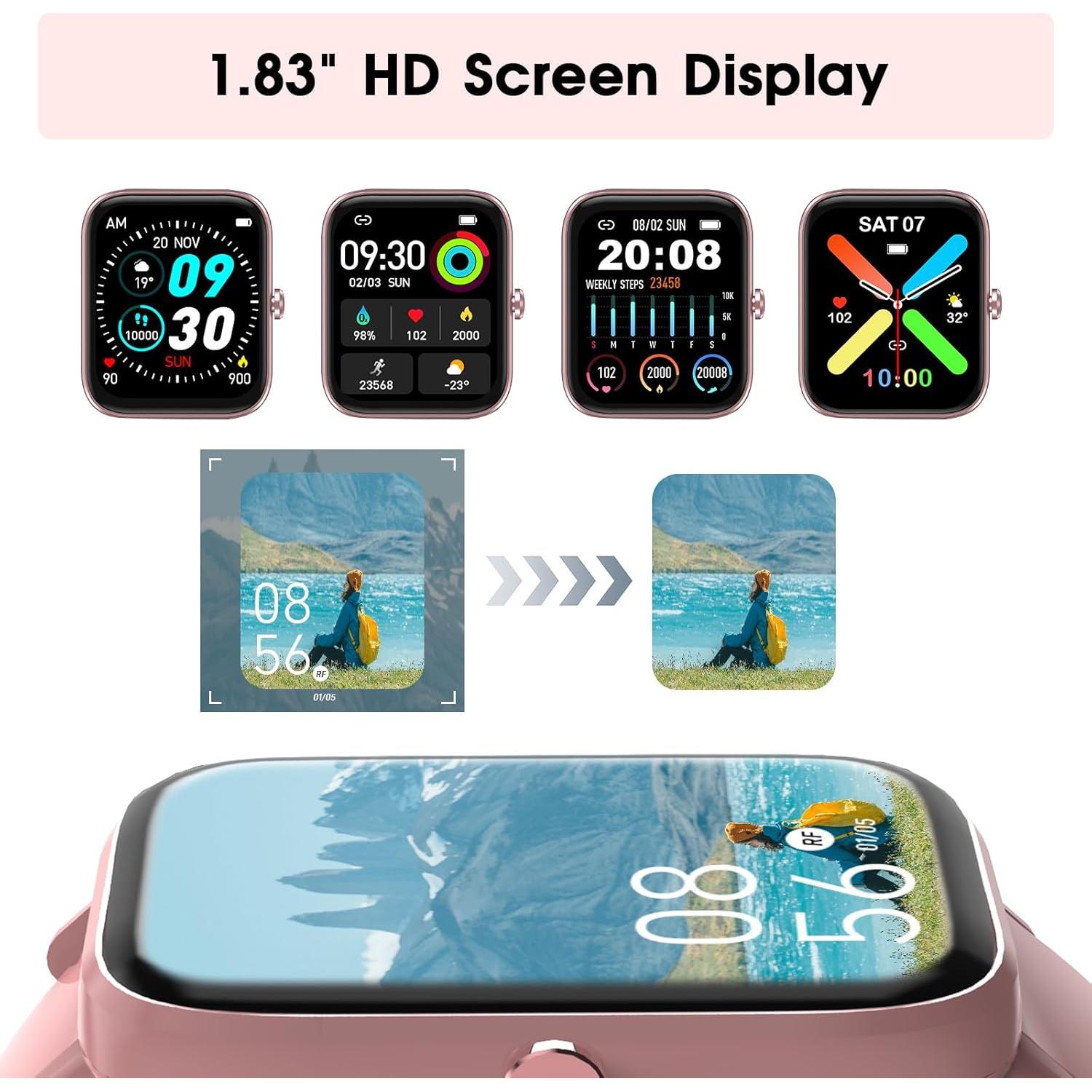 Reloj Inteligente FTTMWTAG Rosa Claro 1.85" Monitoreo Salud