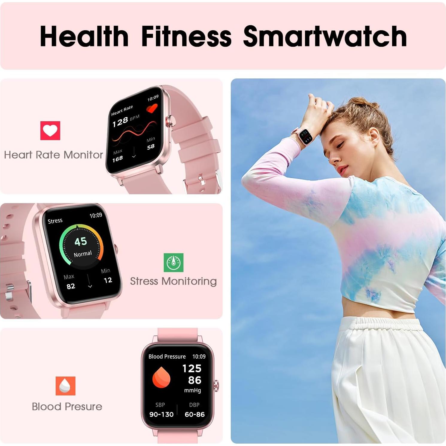 Reloj Inteligente FTTMWTAG Rosa Claro 1.85" Monitoreo Salud