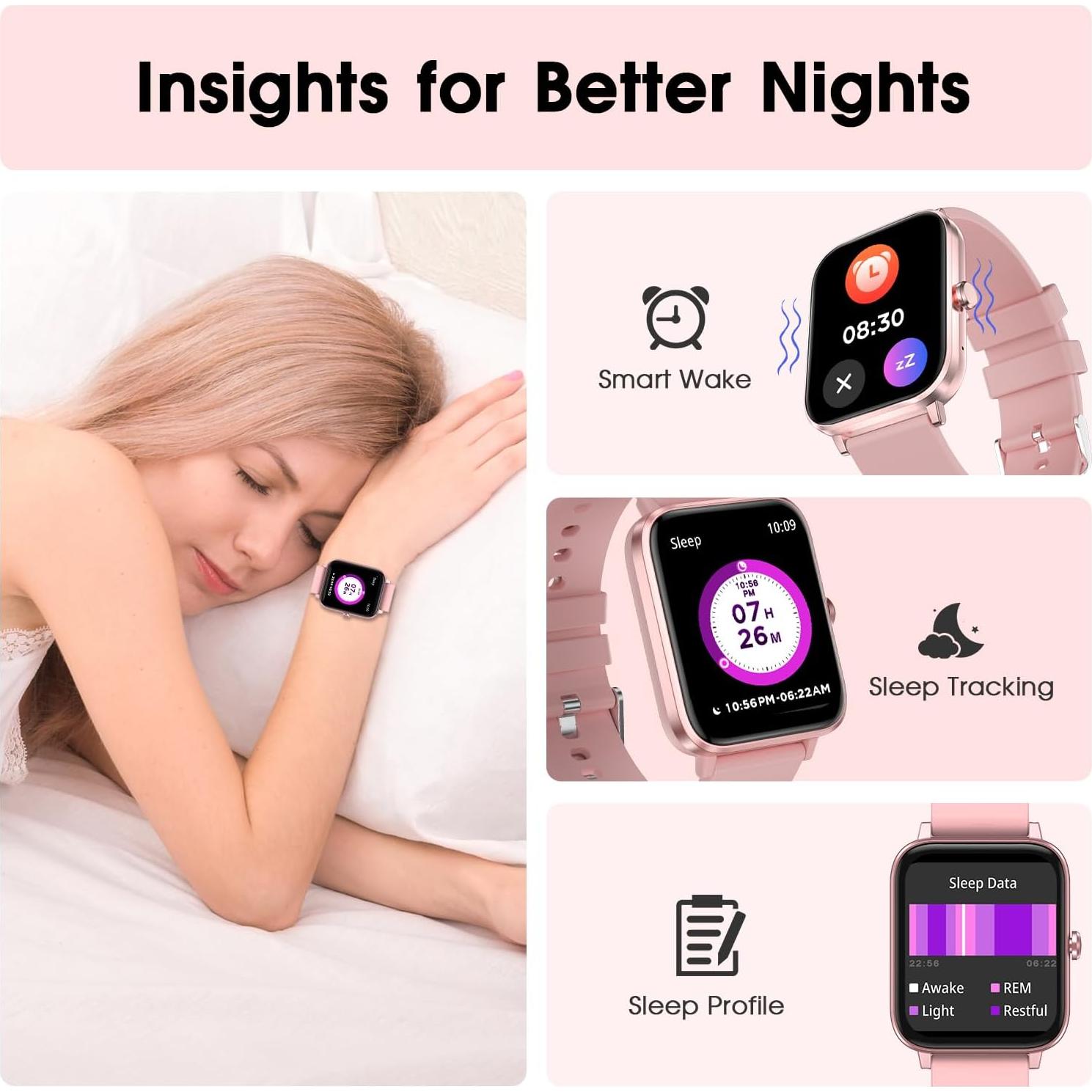 Reloj Inteligente FTTMWTAG Rosa Claro 1.85" Monitoreo Salud