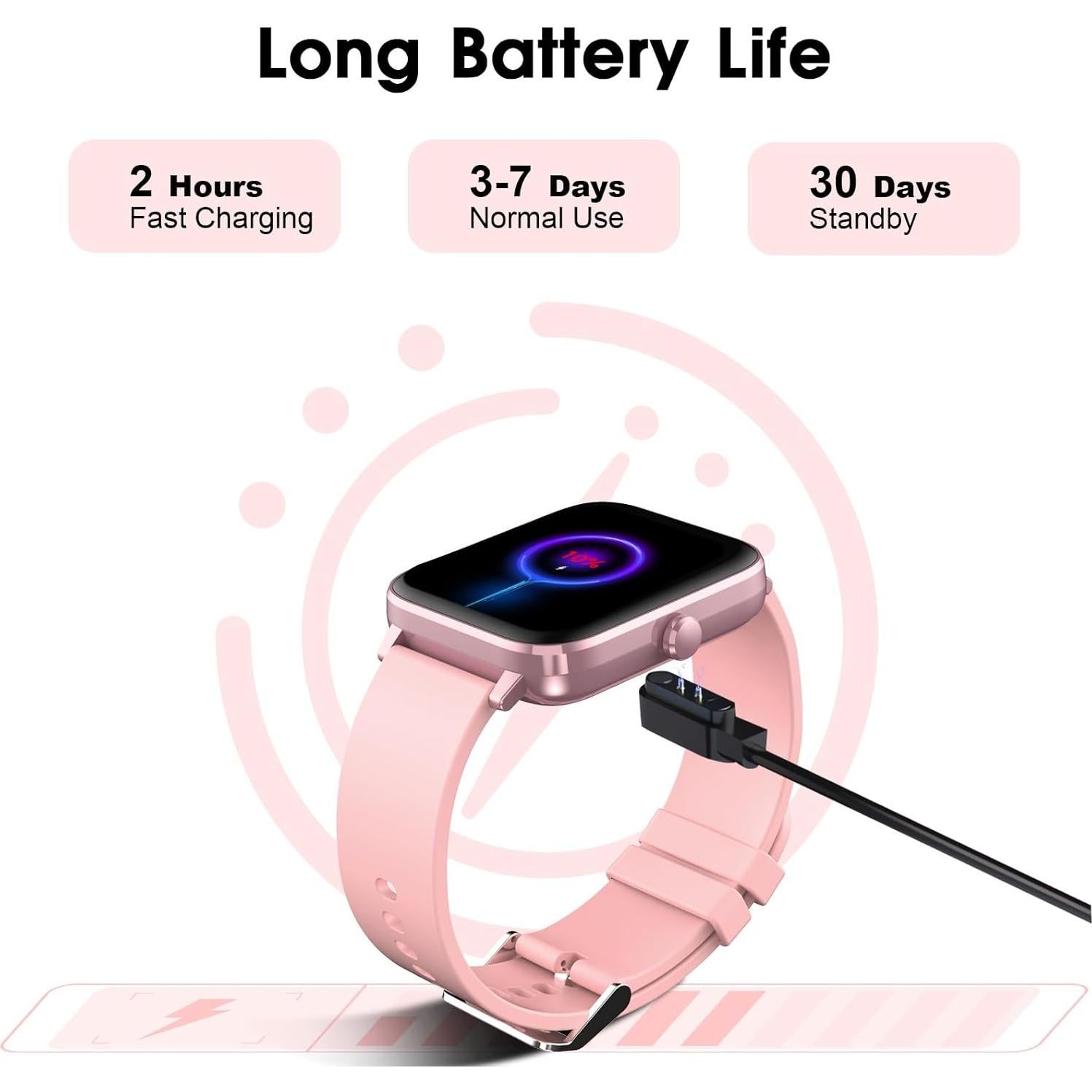 Reloj Inteligente FTTMWTAG Rosa Claro 1.85" Monitoreo Salud