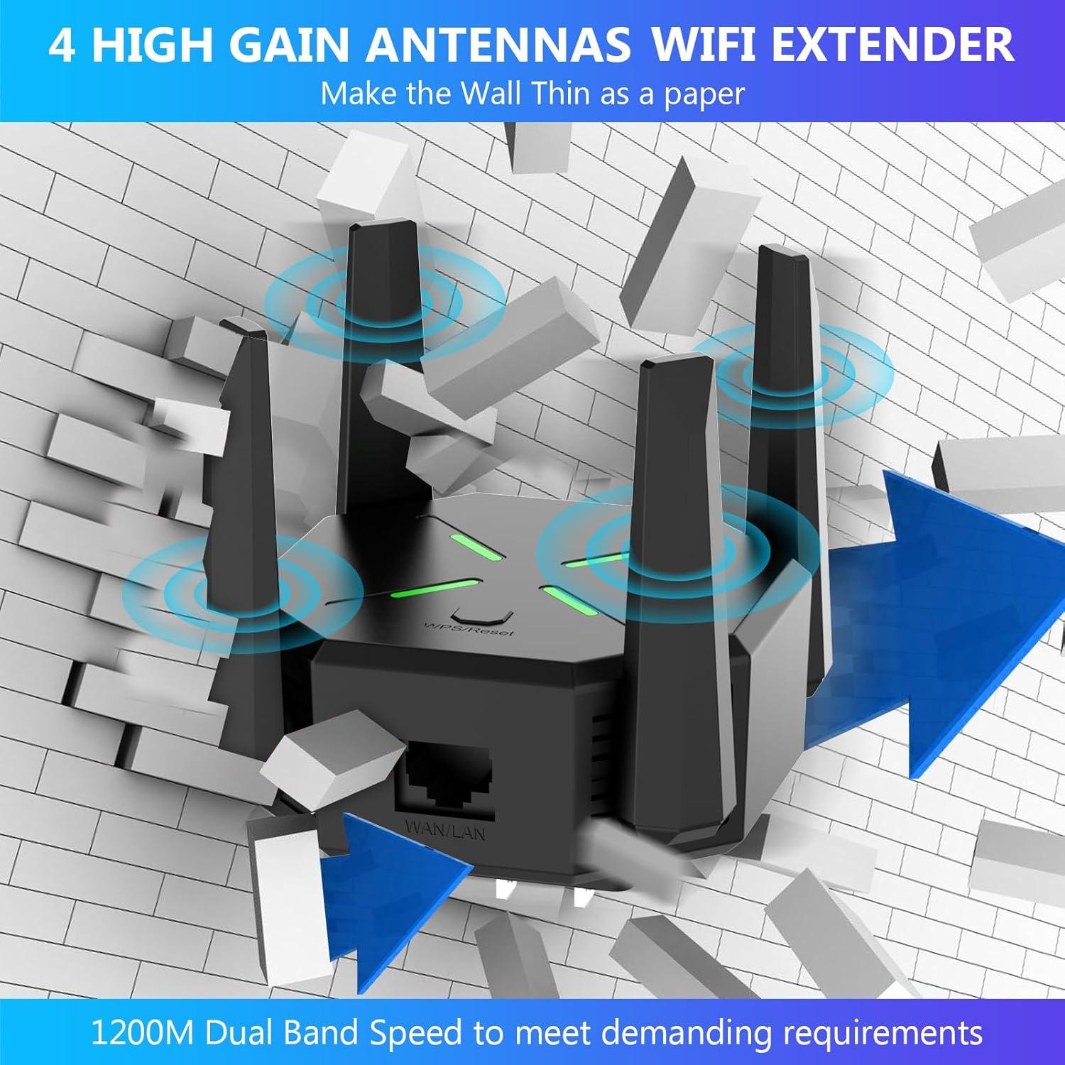 Extensor de Señal WiFi EELAGER 1200Mbps Doble Banda Negro