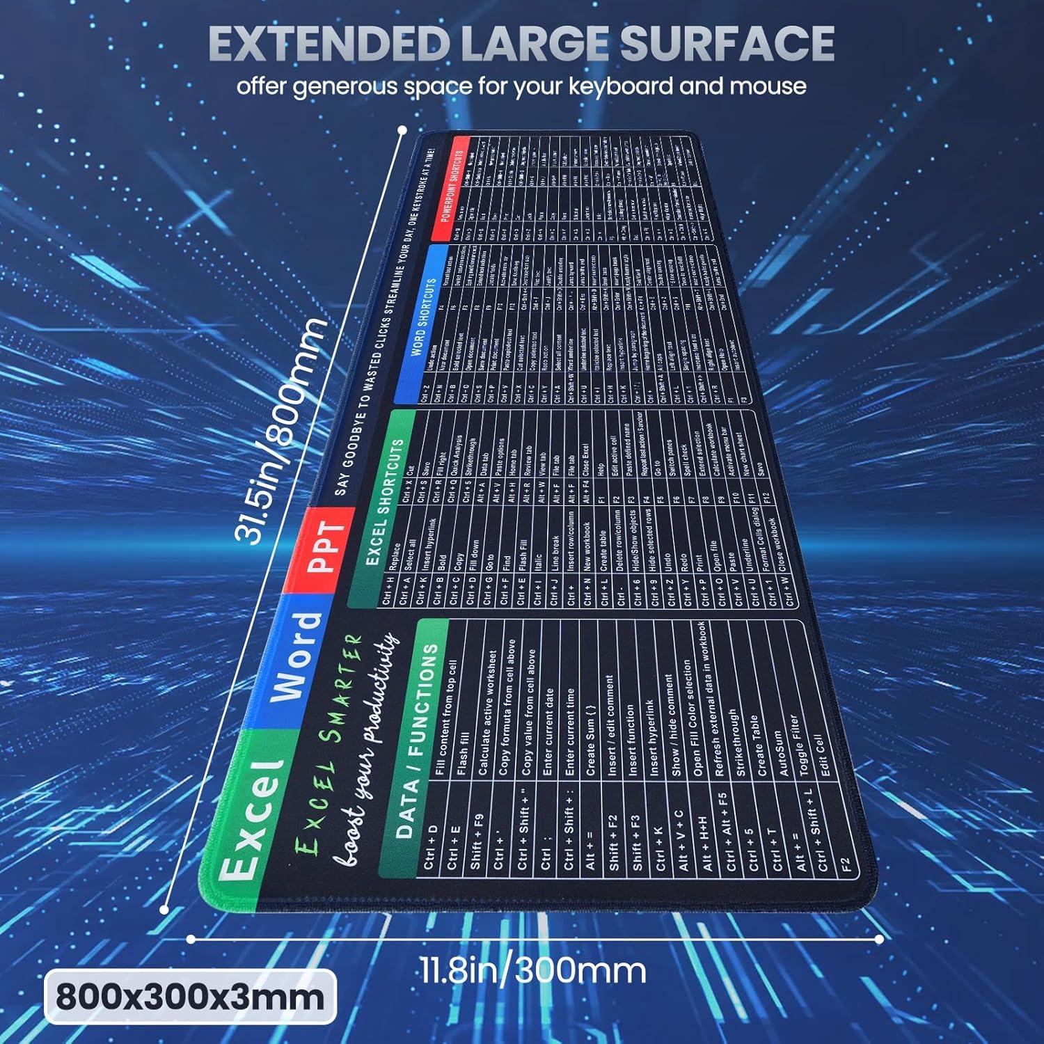 Almohadilla de Atajos de Teclado Meetcolor XL 80x30 cm - Excel/Word/PowerPoint