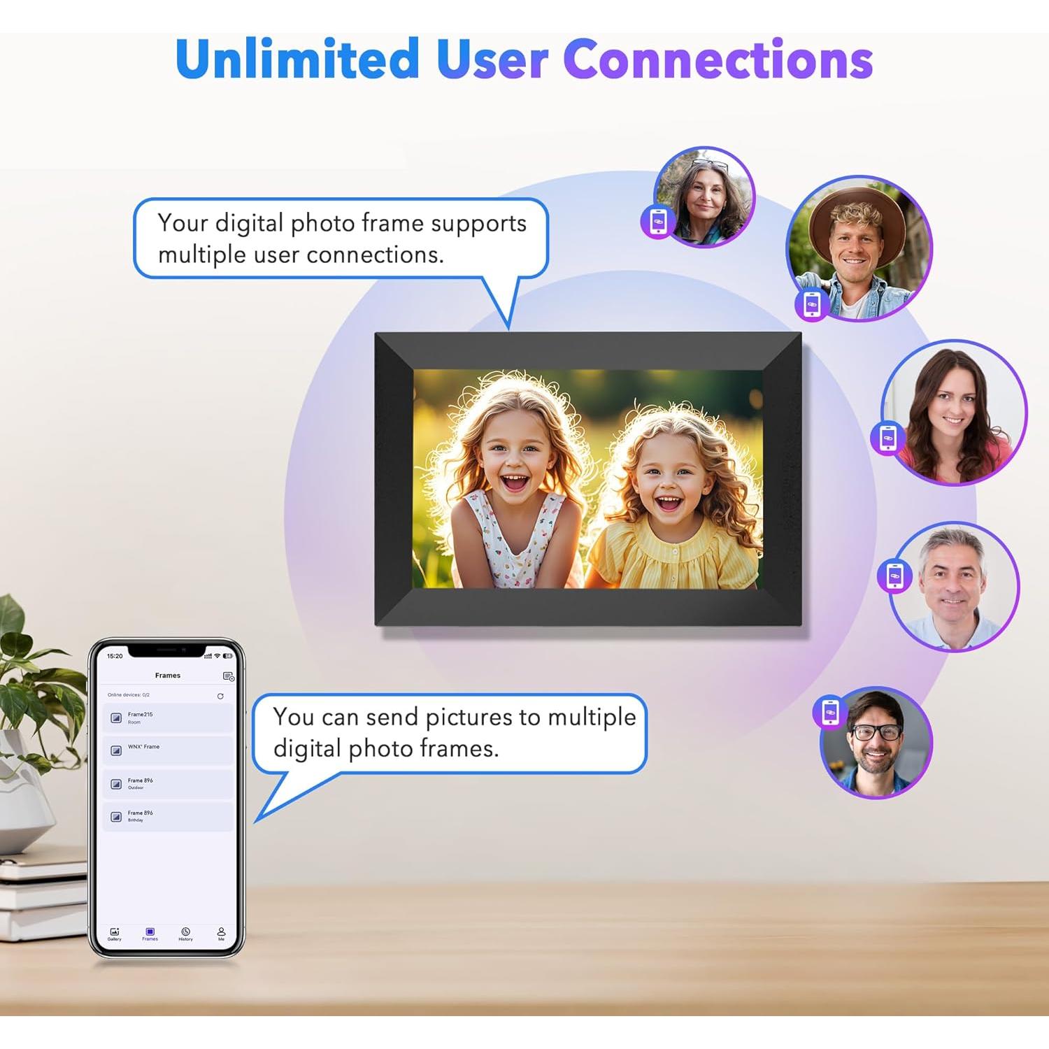 Marco de Fotos Digital WONNIE 10.1" IPS HD 32GB WiFi
