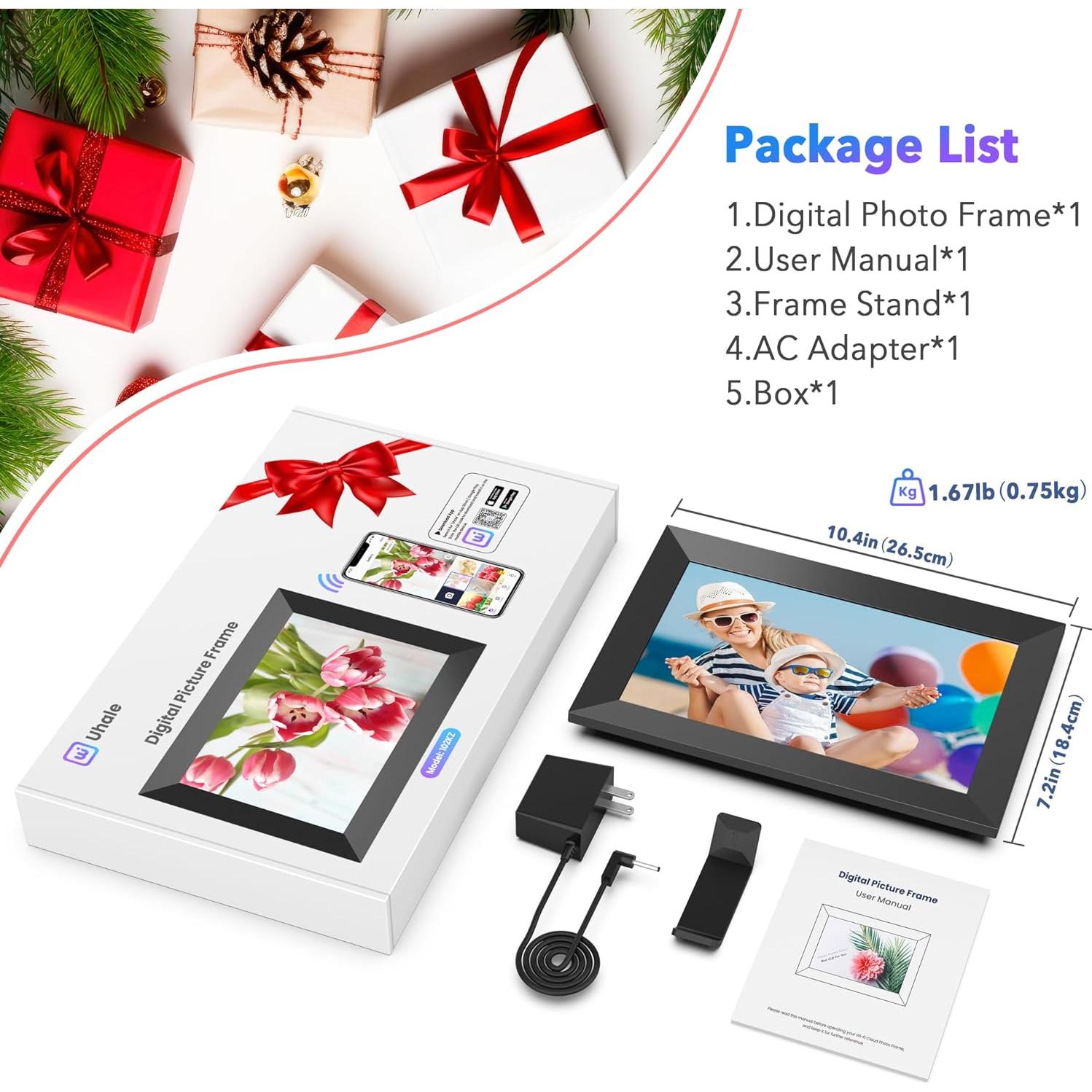 Marco de Fotos Digital WONNIE 10.1" IPS HD 32GB WiFi