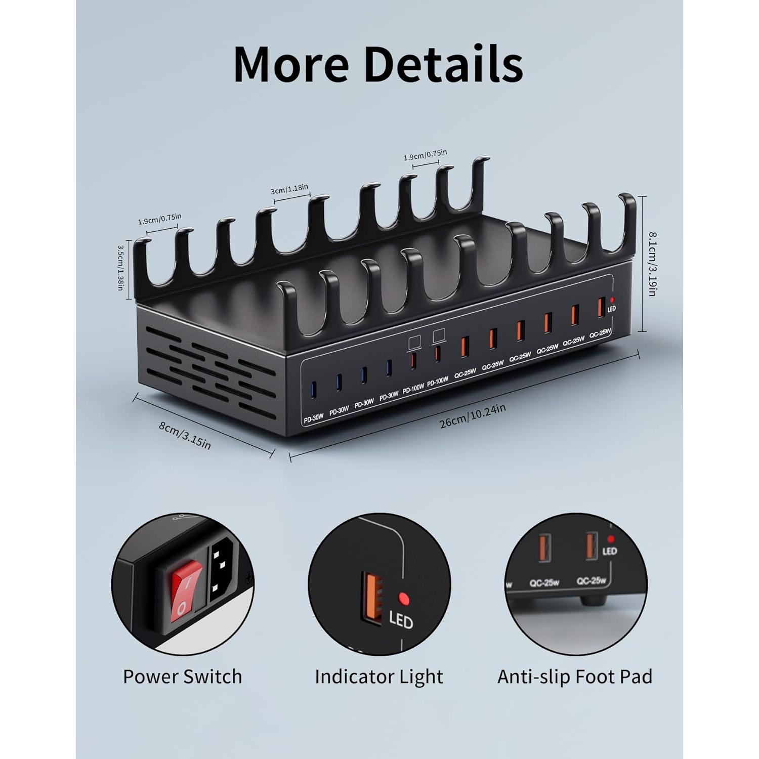 Estación de Carga USB C 470W Dywcdnice 12 Puertos Rápida