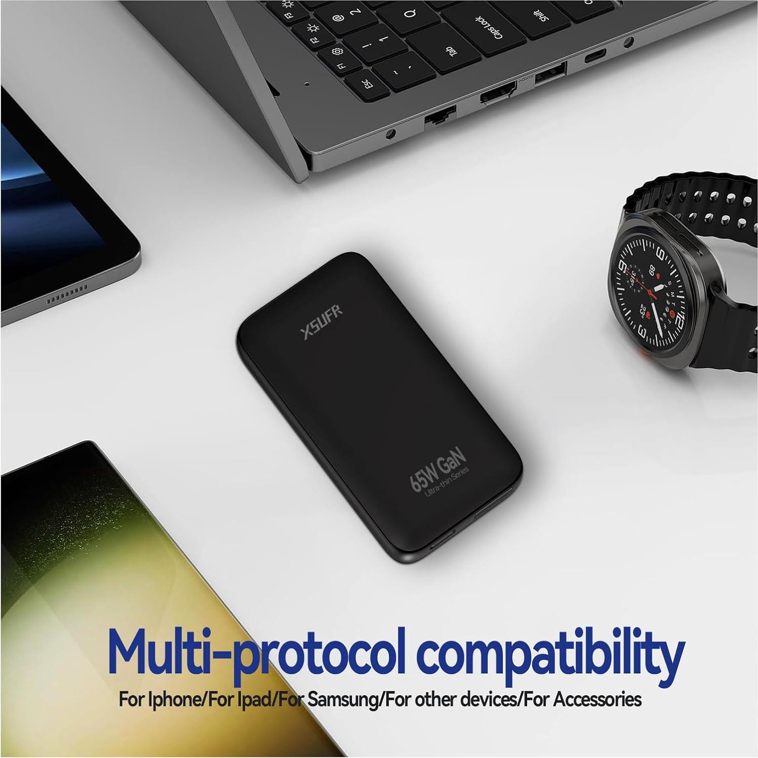 Cargador de pared USB-C 65W XSUFR con cable 0.69m negro