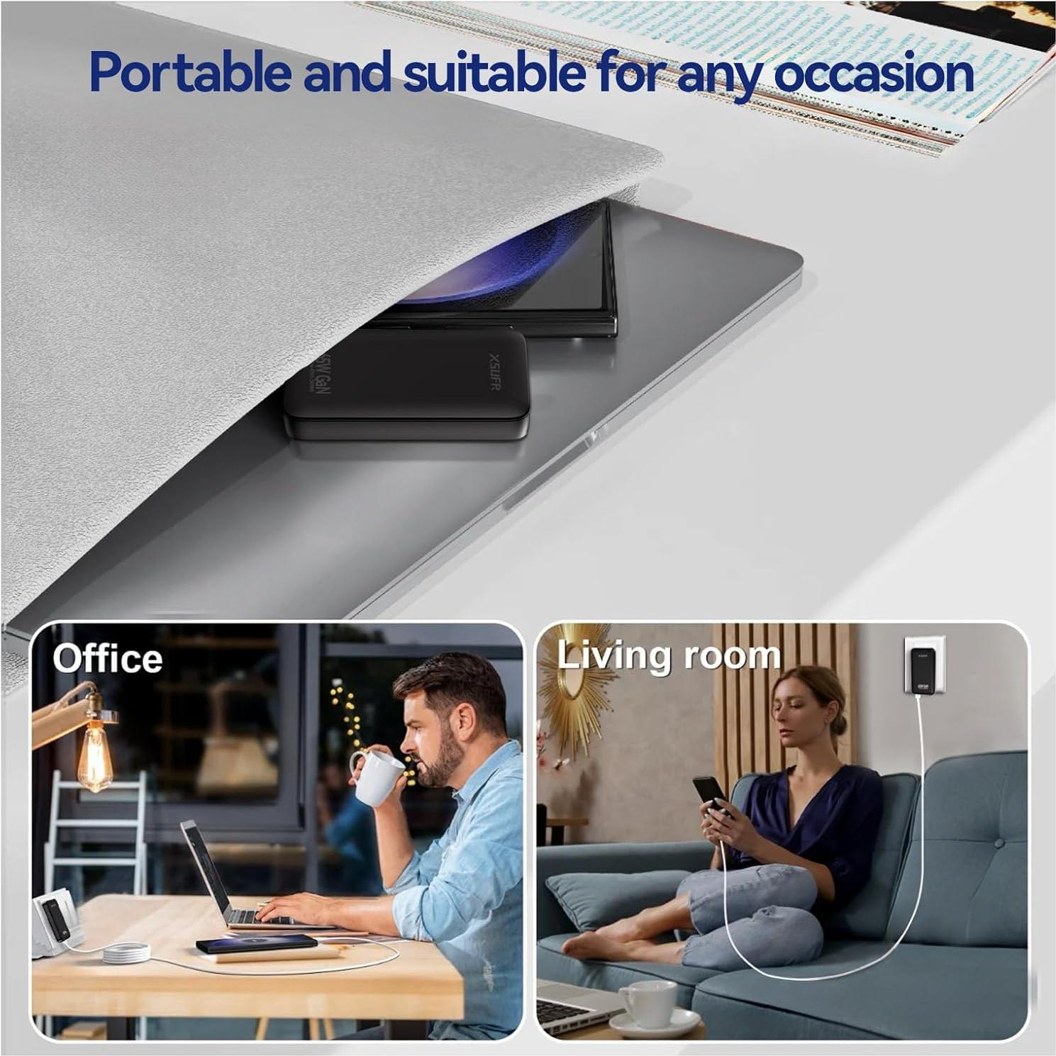 Cargador de pared USB-C 65W XSUFR con cable 0.69m negro