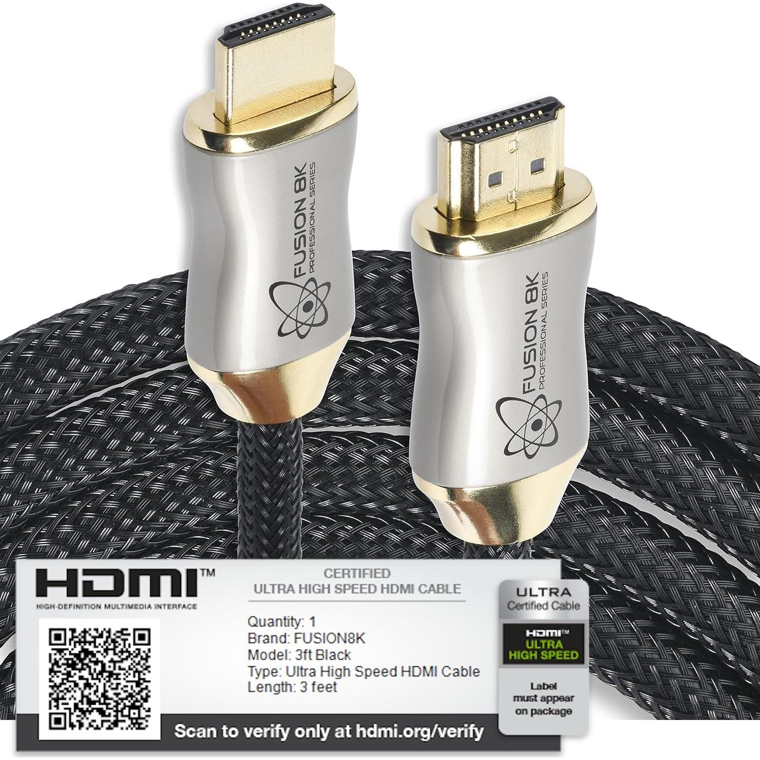 Cable HDMI 2.1 Fusion8K 0.91m Ultra Alta Velocidad 10K 8K 4K