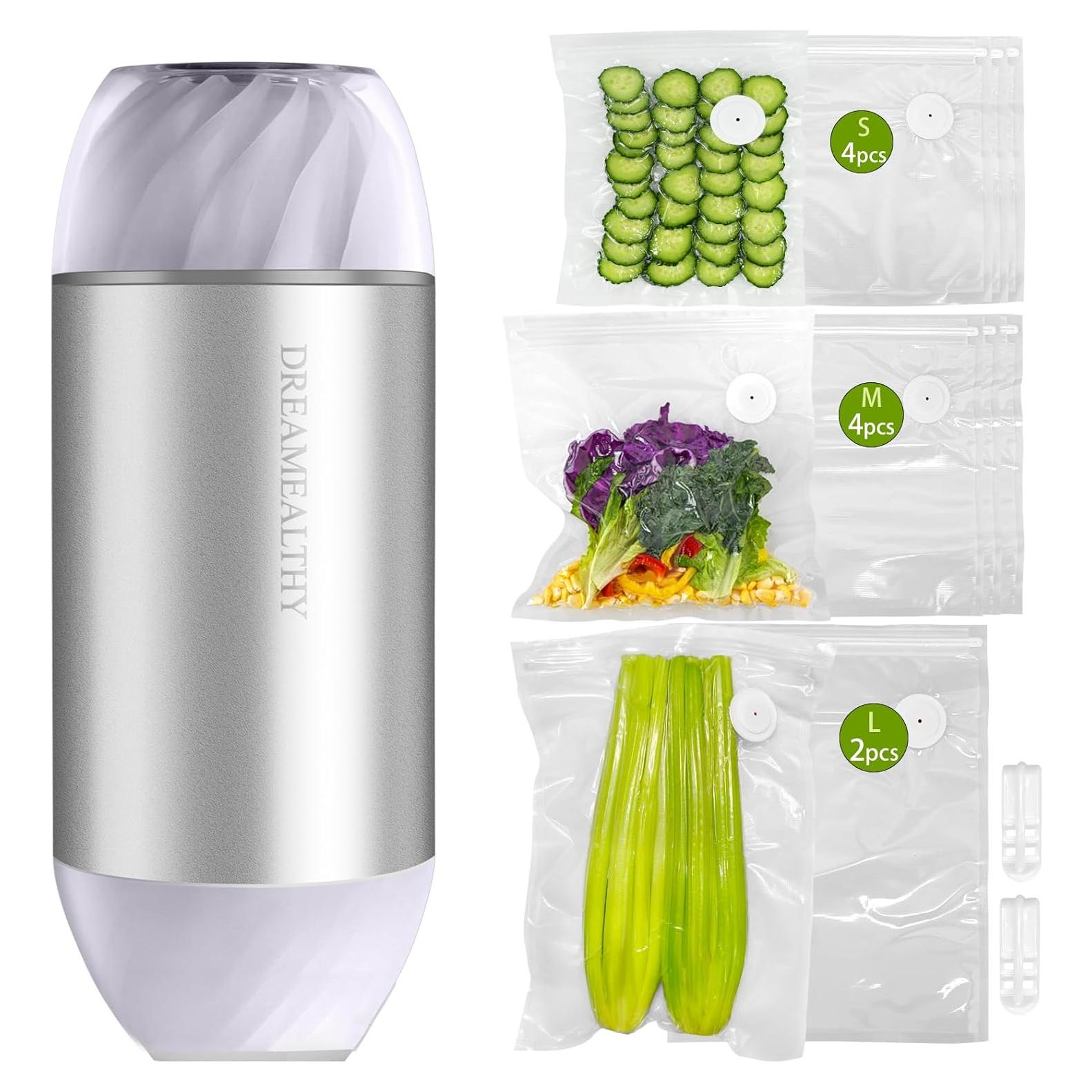 Sellador de Vacío Automático VP04 con 20 Bolsas Reutilizables