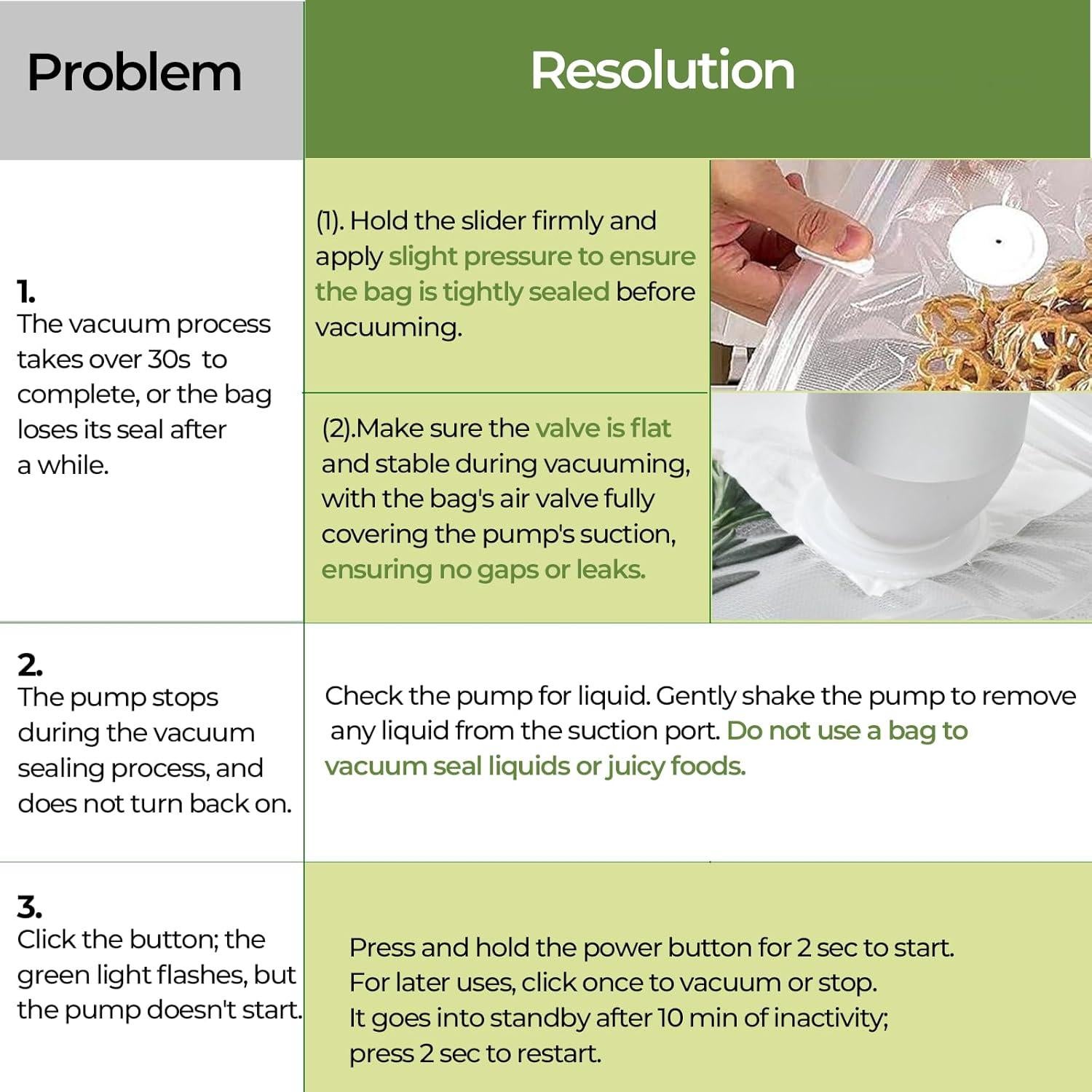 Sellador de Vacío Automático VP04 con 20 Bolsas Reutilizables