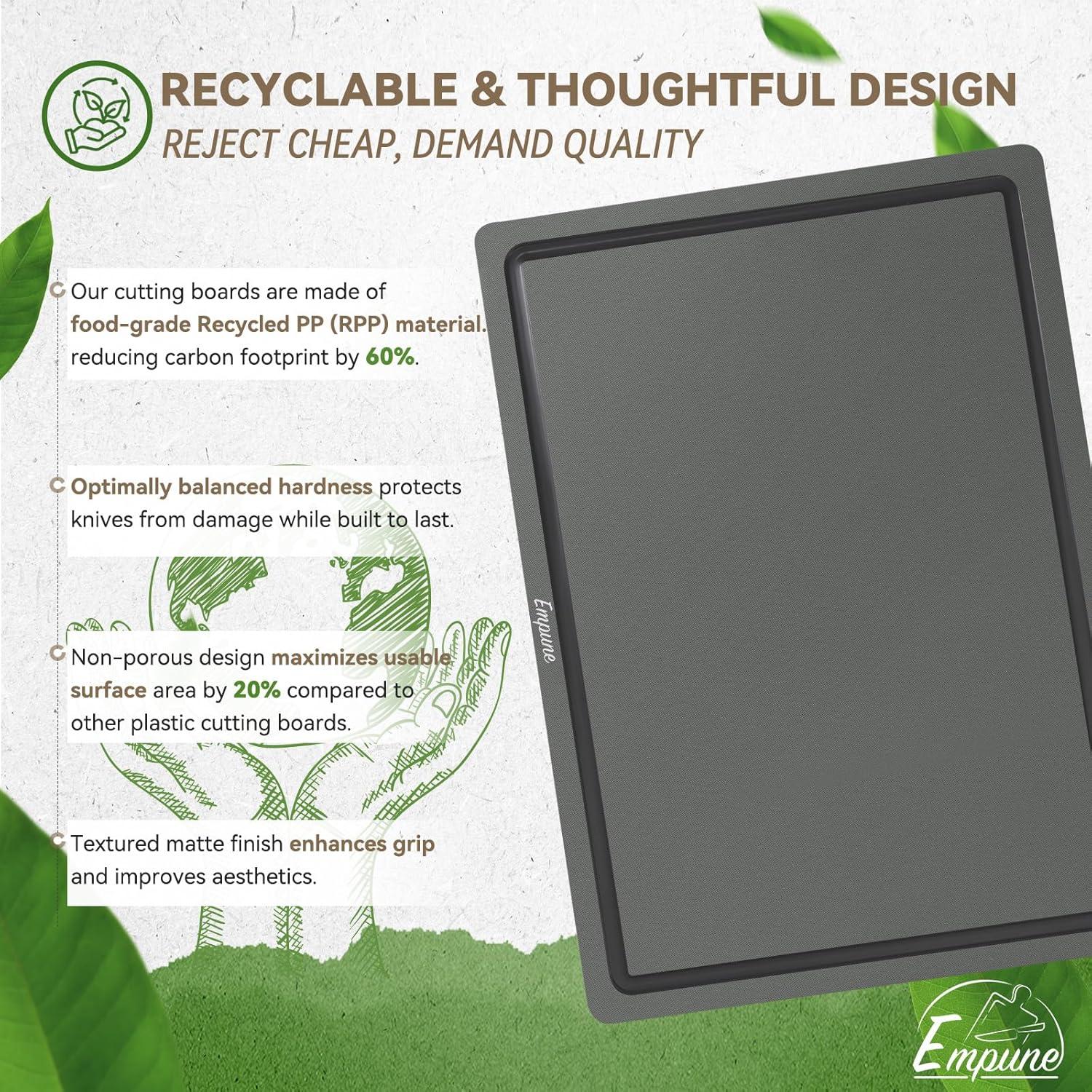 Juego de 3 Tablas de Cortar Empune de Plástico Reciclado