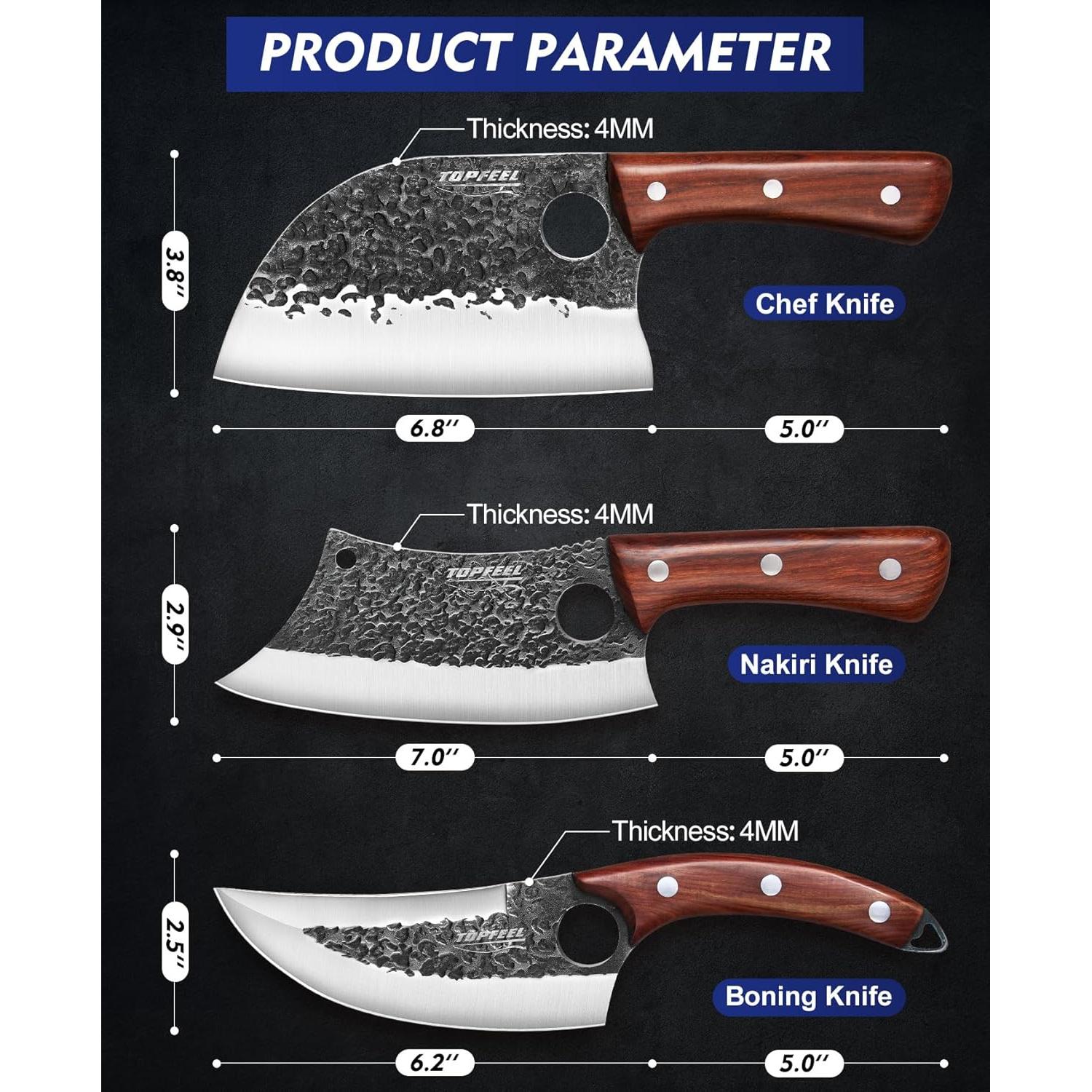 Juego de cuchillos de carne 3 piezas Topfeel forjados a mano