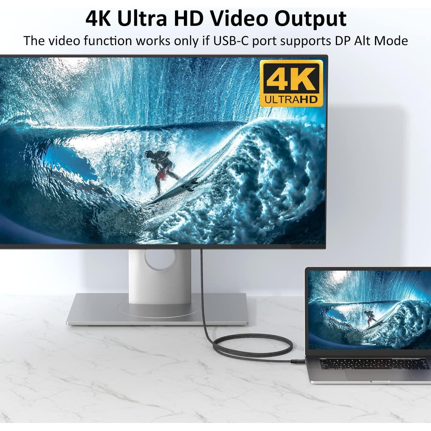 Cable USB C a USB C UseBean 100W 0.18m 2 Paquete 20Gbps 4K