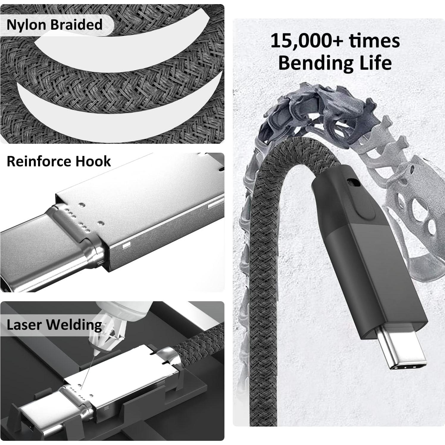 Cable USB C a USB C UseBean 100W 0.18m 2 Paquete 20Gbps 4K