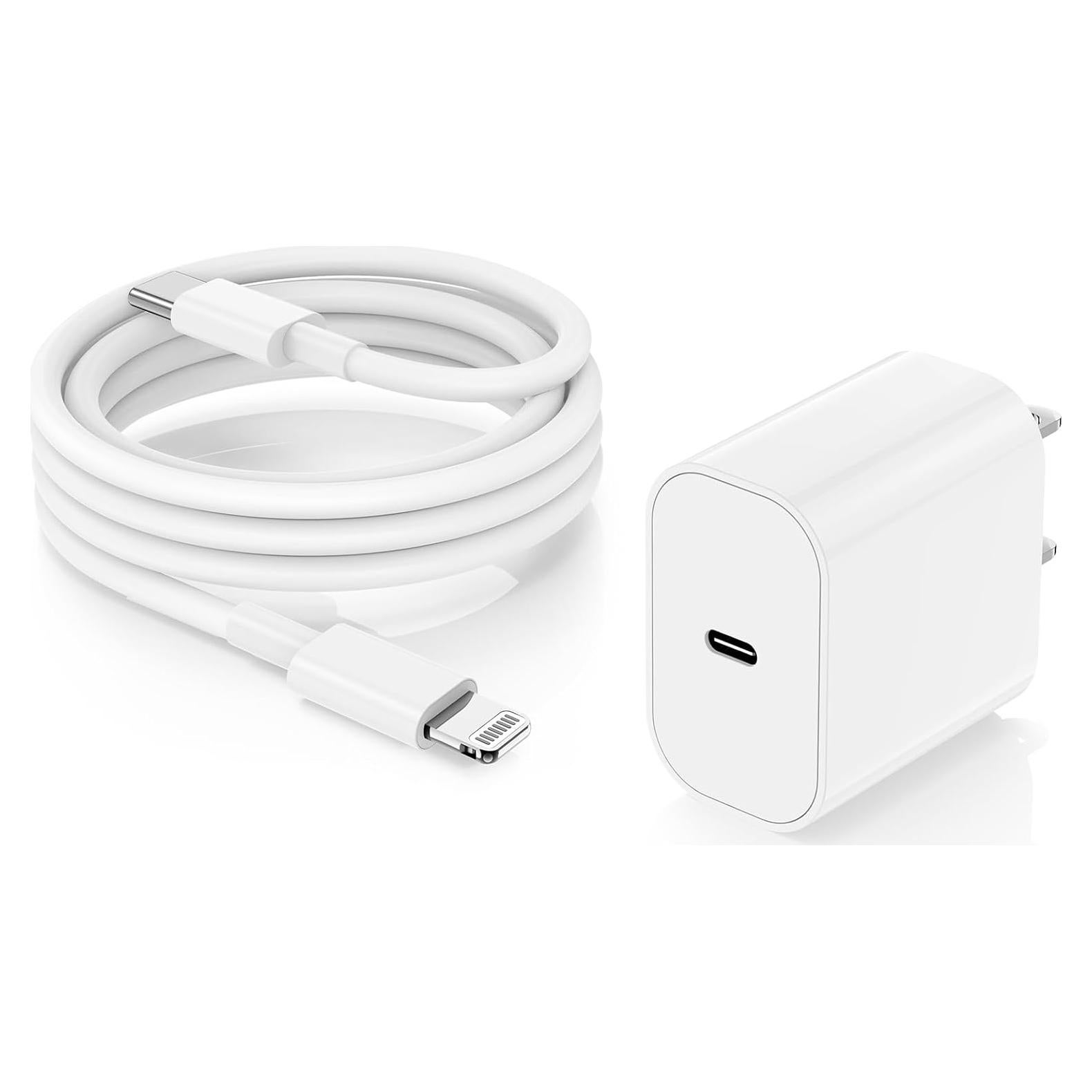 Cargador Rápido USB C 20W con Cable Lightning 10 pies para iPhone