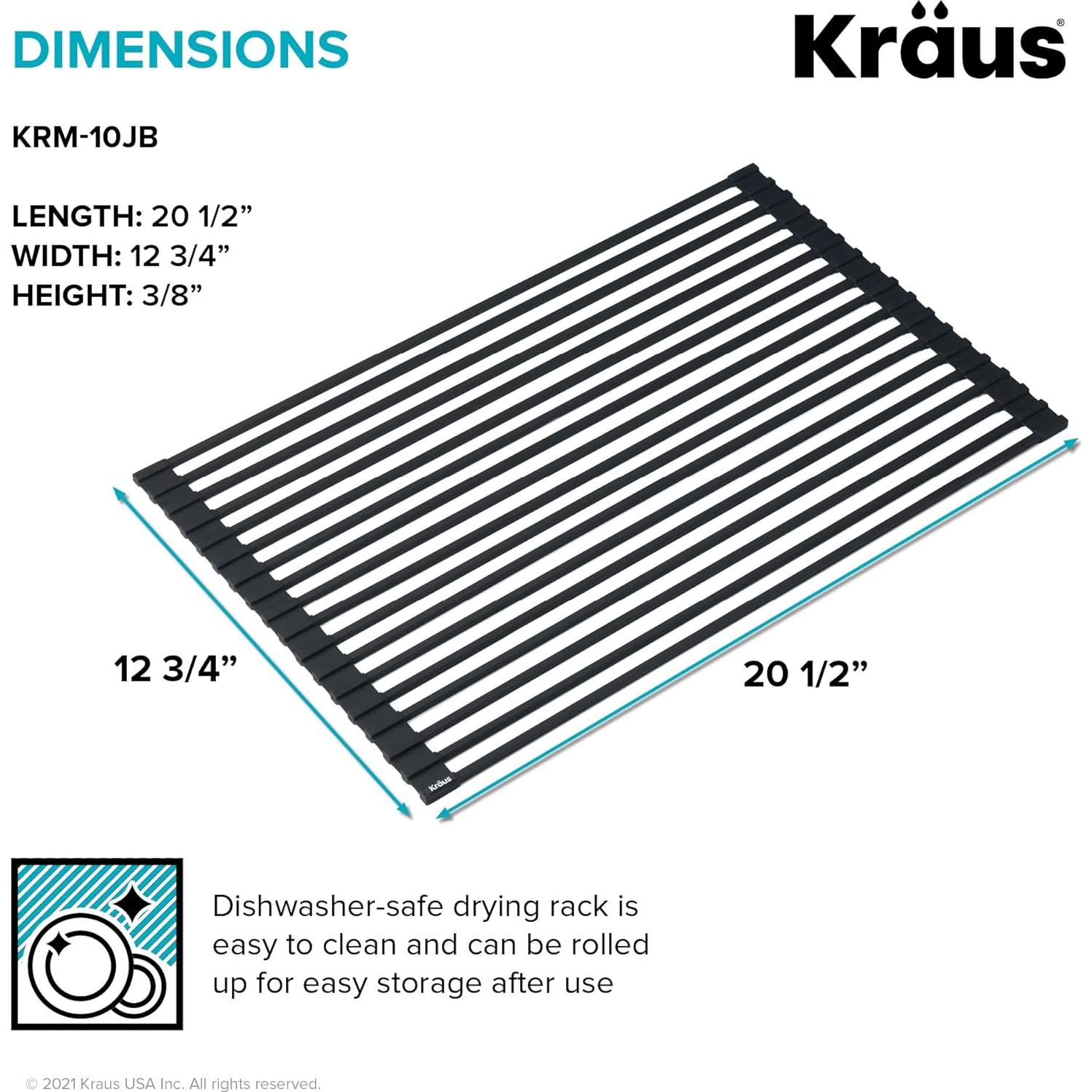 Estante de Secado de Platos KRAUS 52 cm Acero Inoxidable Negro