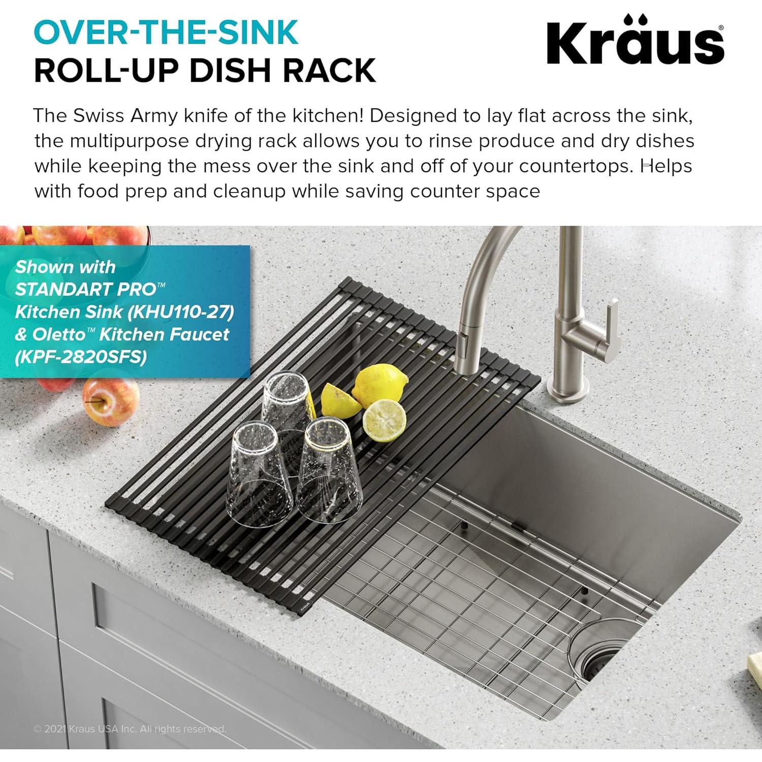 Estante de Secado de Platos KRAUS 52 cm Acero Inoxidable Negro