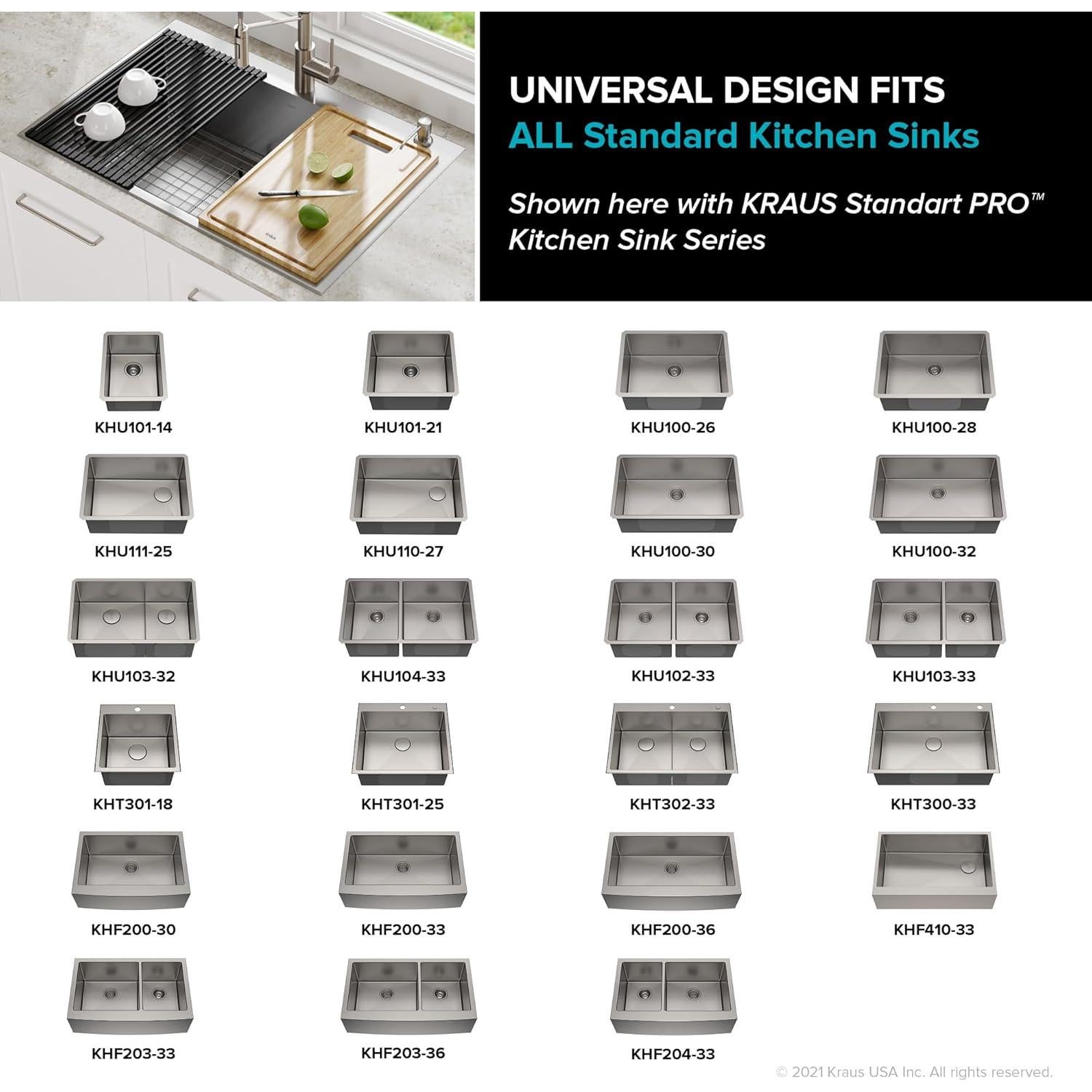 Estante de Secado de Platos KRAUS 52 cm Acero Inoxidable Negro