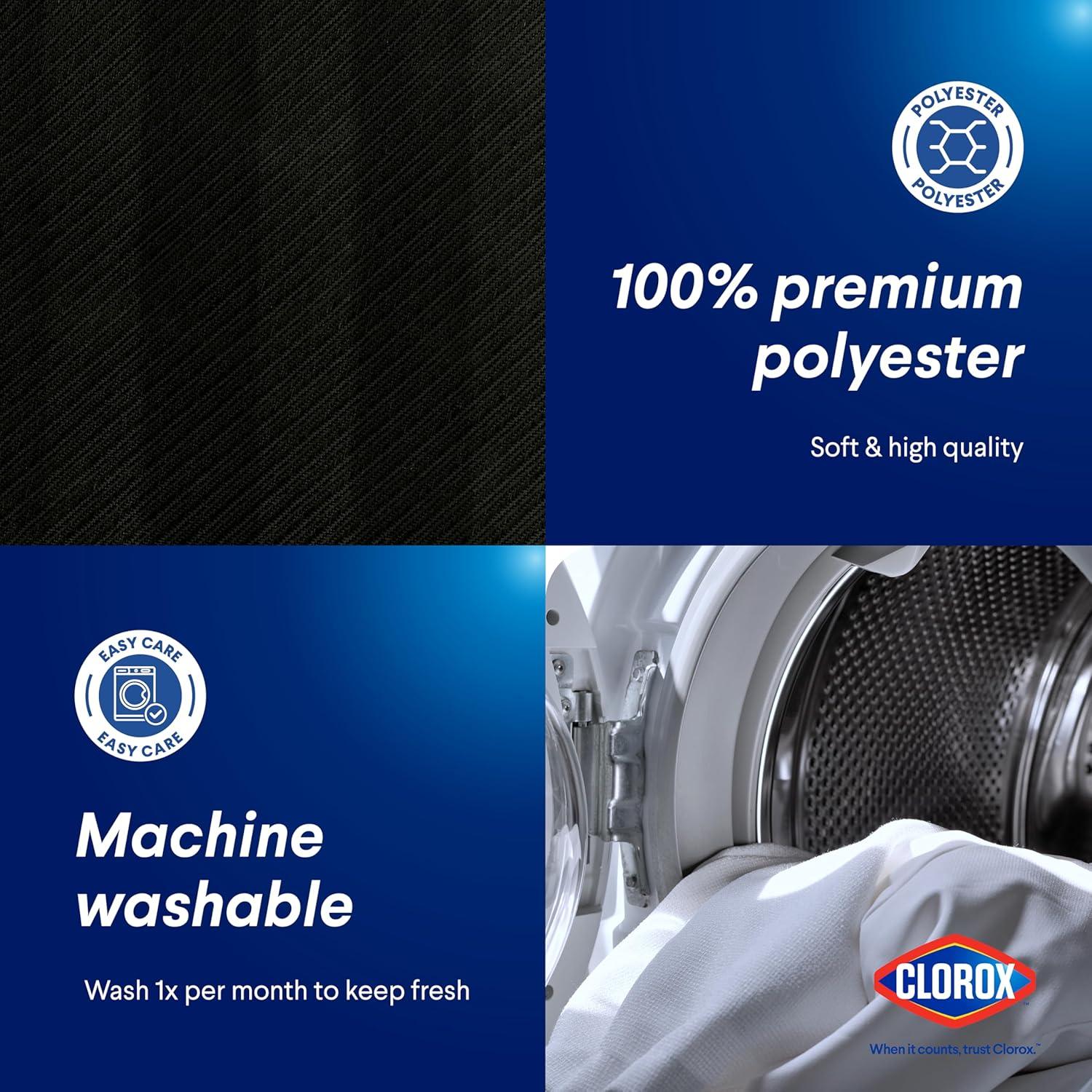 Cortina de Ducha CLOROX 2-en-1 Tela Impermeable 182x182cm Negro