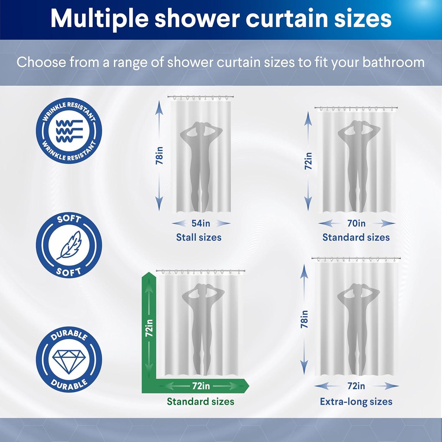 Cortina de Ducha CLOROX 2-en-1 Tela Impermeable 182x182cm Negro