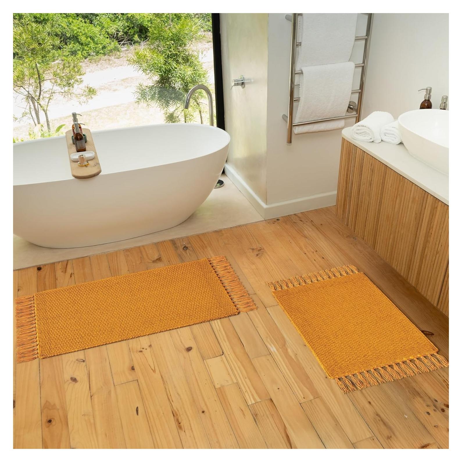 Juego de 2 Alfombrillas de Baño KIBAGA Algodón Boho 96.5x50.8 cm