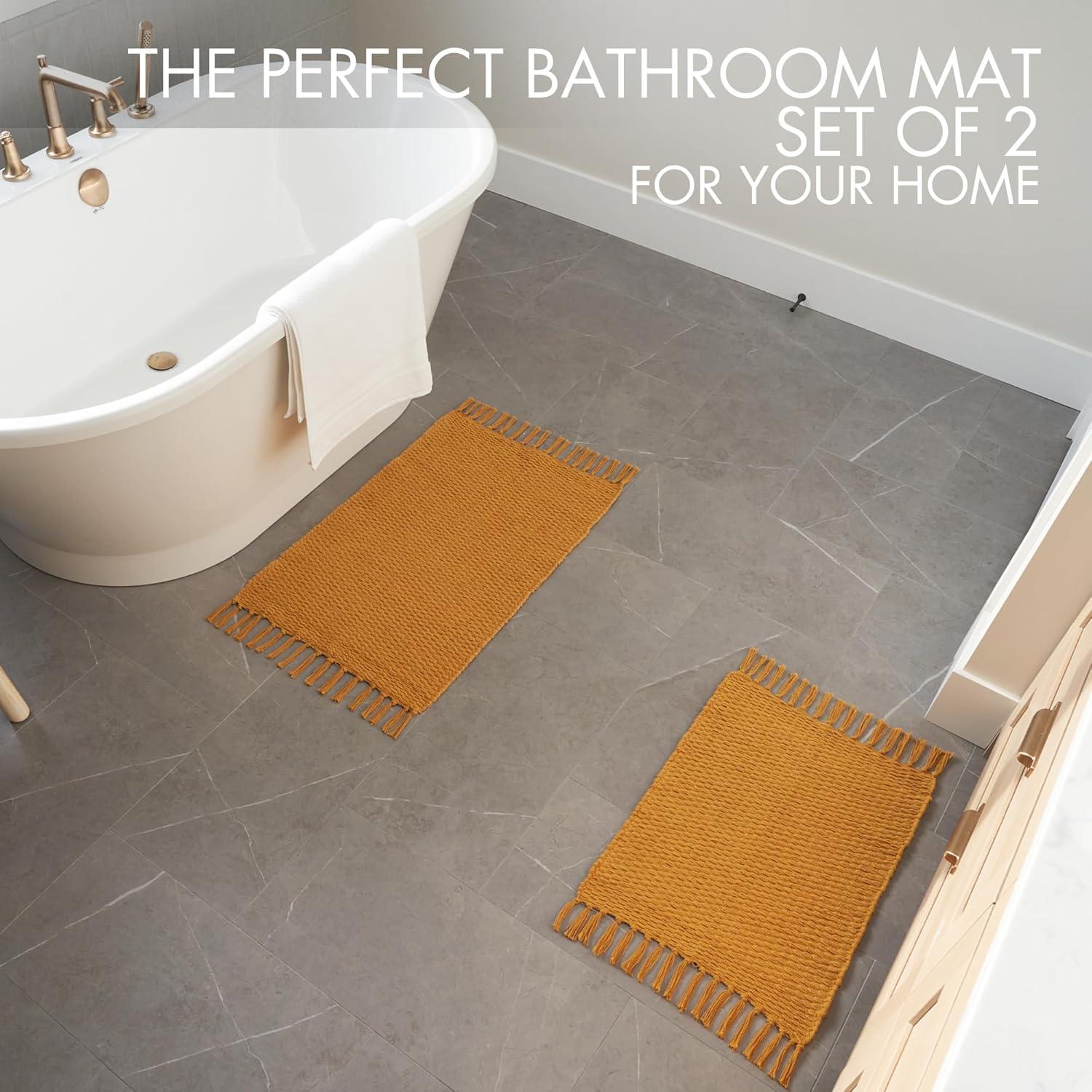 Juego de 2 Alfombrillas de Baño KIBAGA Algodón Boho 96.5x50.8 cm