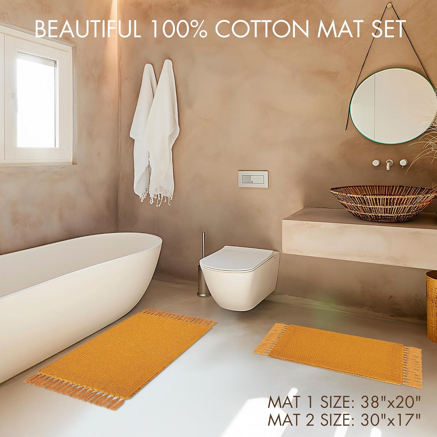 Juego de 2 Alfombrillas de Baño KIBAGA Algodón Boho 96.5x50.8 cm