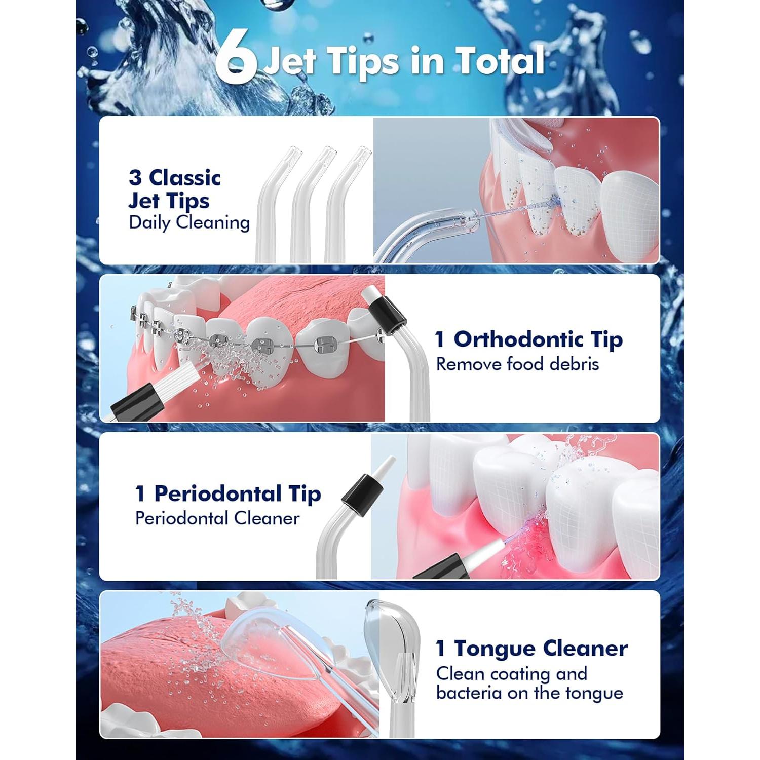 Hilo Dental Eléctrico WAFLOO Y206B - 5 Modos, 300ml, IPX7