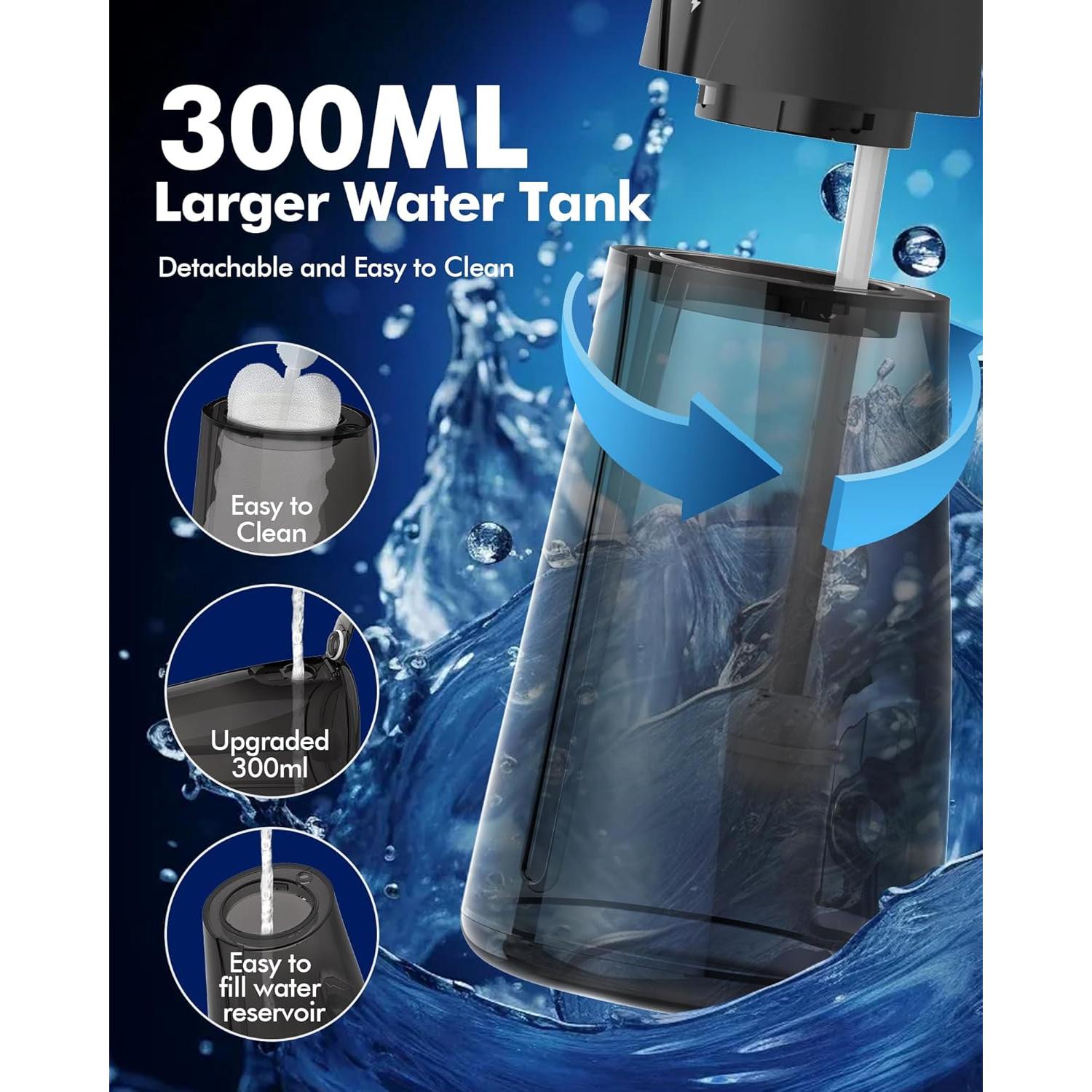 Hilo Dental Eléctrico WAFLOO Y206B - 5 Modos, 300ml, IPX7