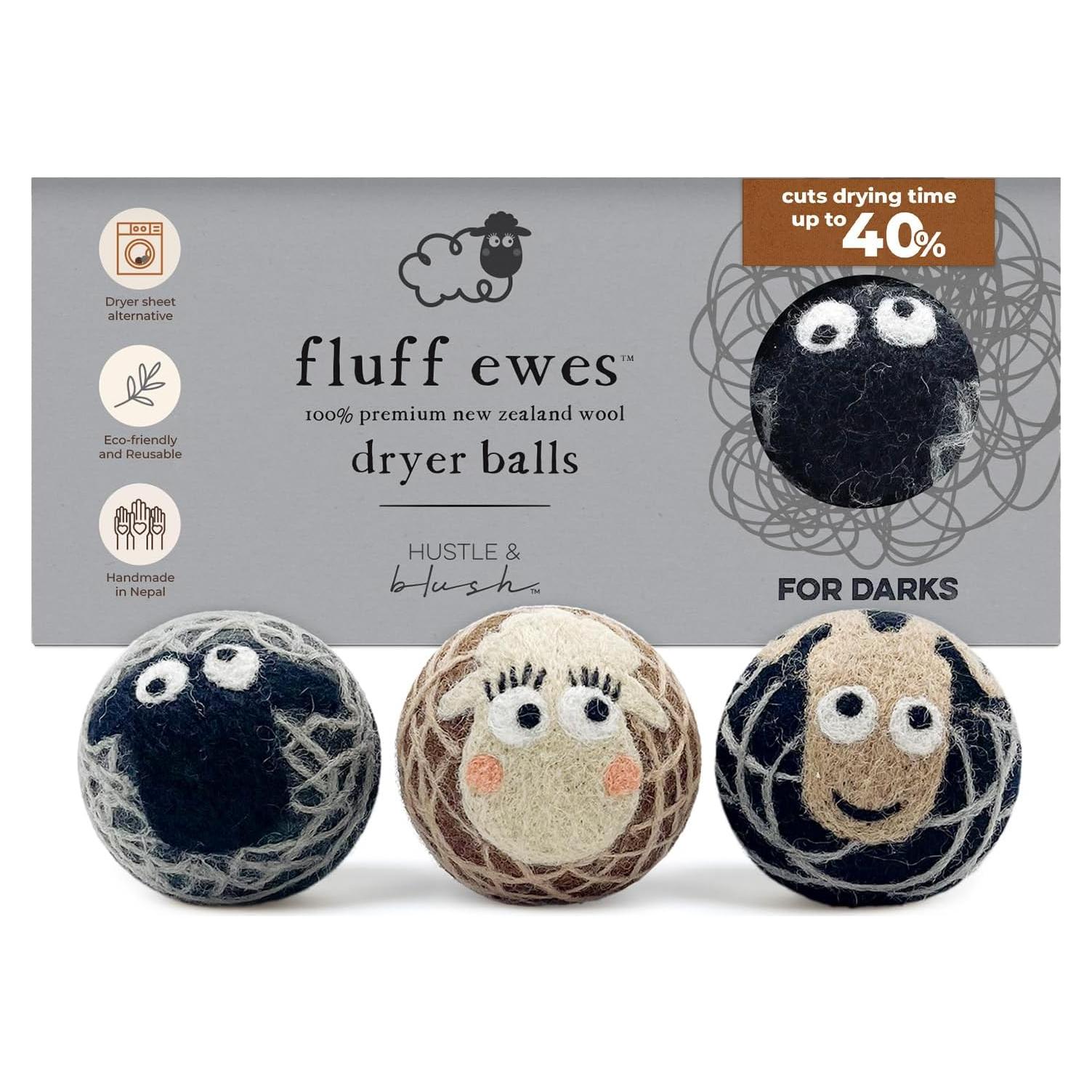 Bolas de Secado de Lana Hustle & Blush 3 Piezas Oscuras