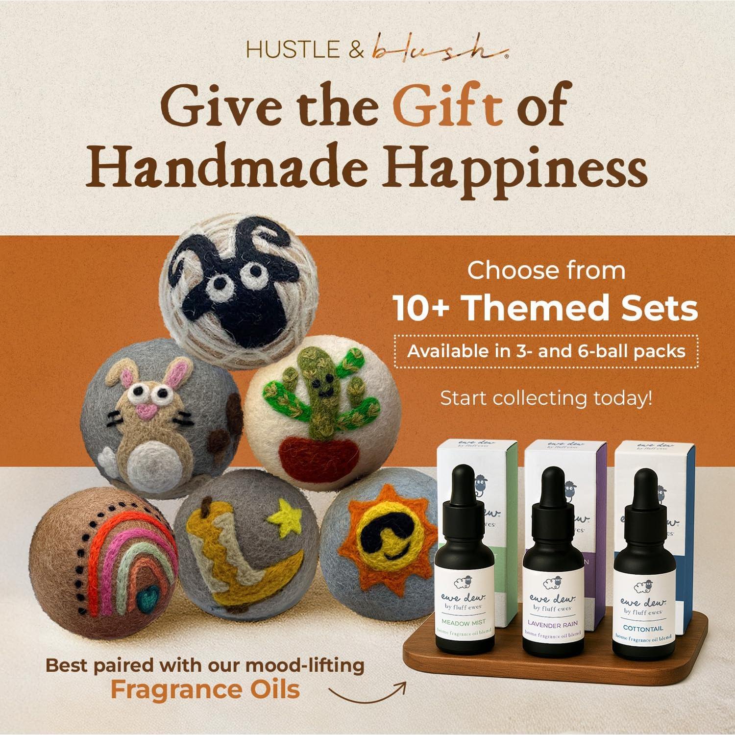 Bolas de Secado de Lana Hustle & Blush 3 Piezas Oscuras