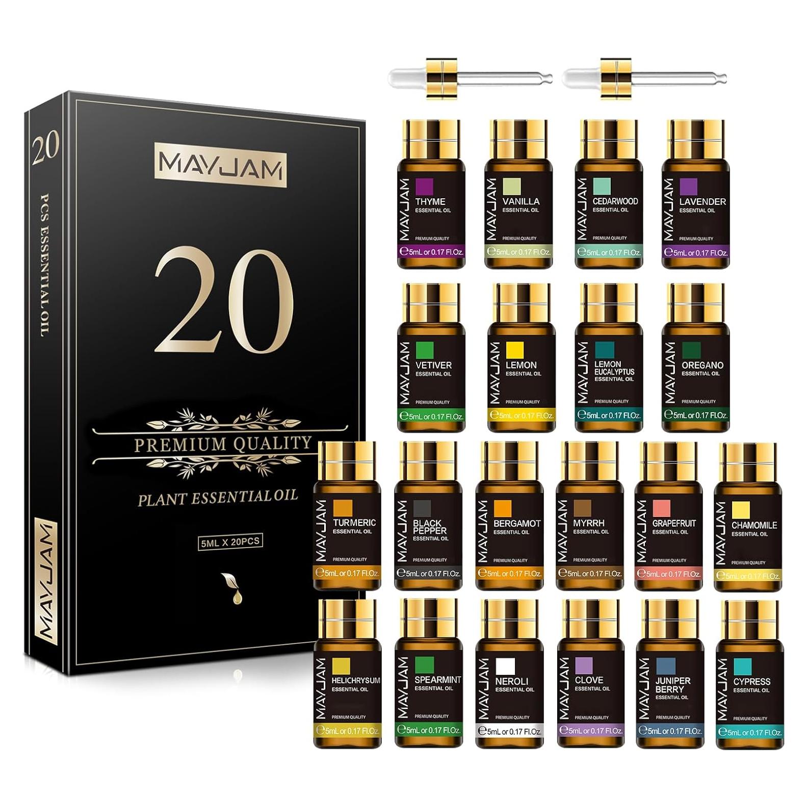 Set de 20 Aceites Esenciales Puros MAYJAM 5ML para Difusor