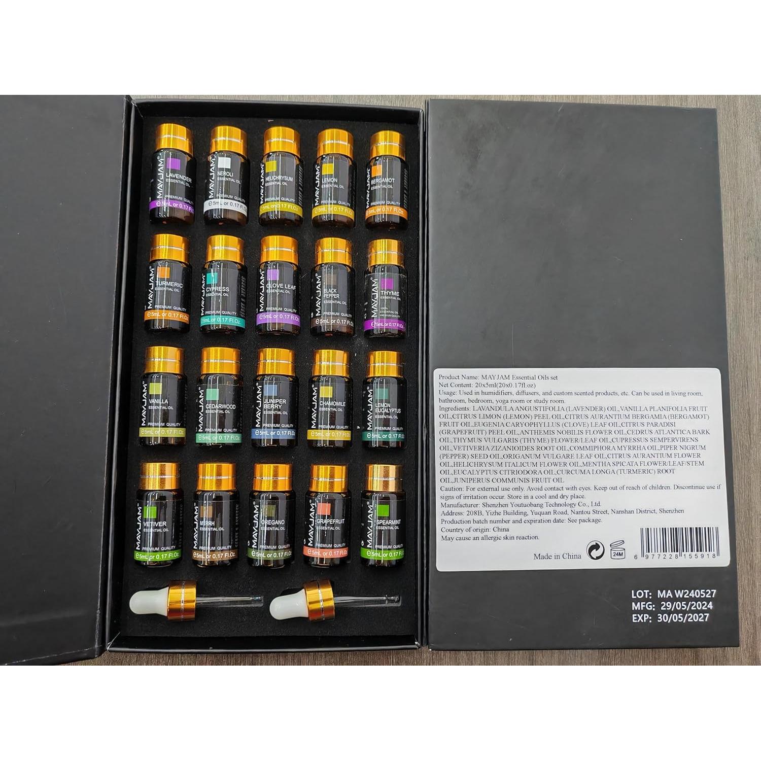 Set de 20 Aceites Esenciales Puros MAYJAM 5ML para Difusor