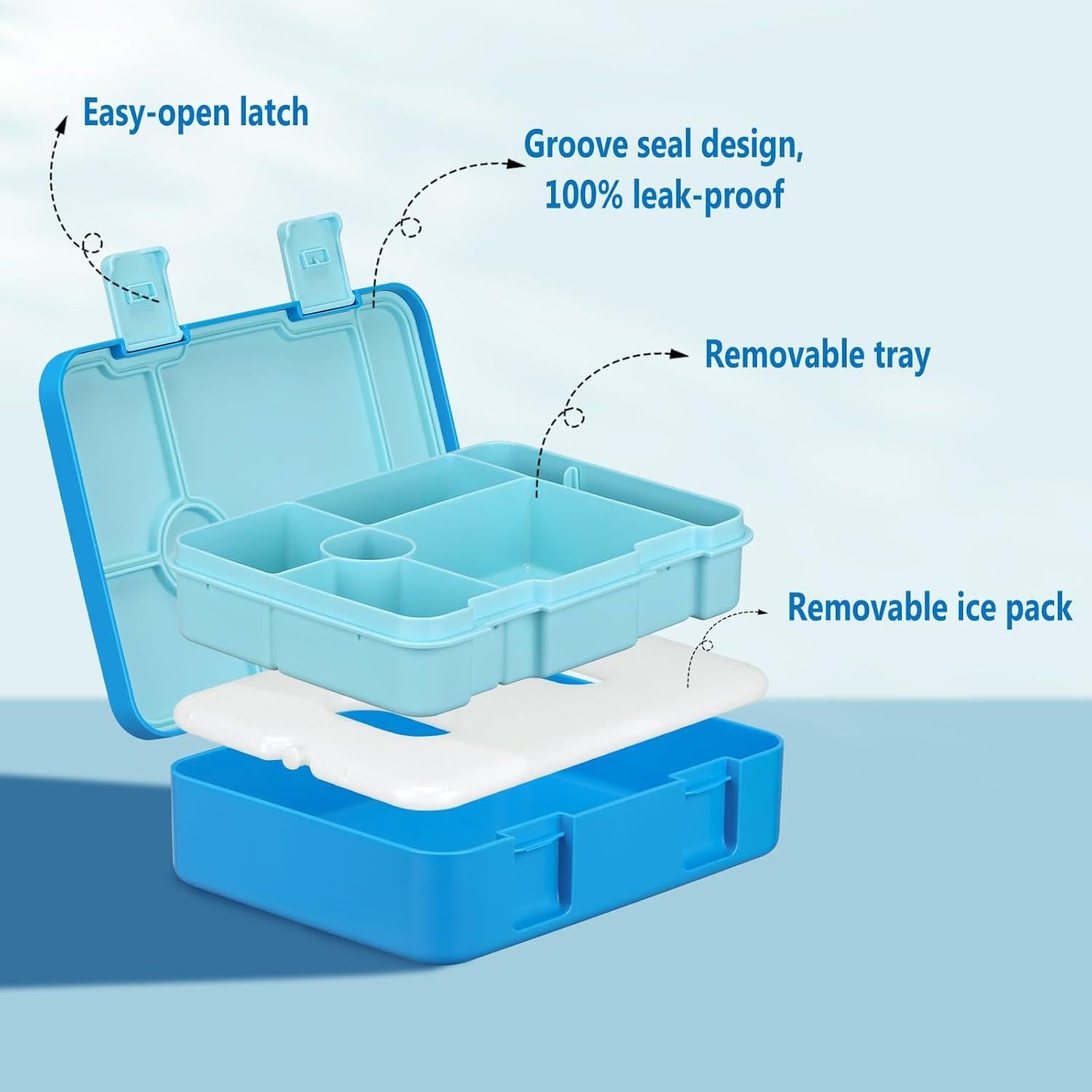 Caja de Almuerzo JOOPETALK Azul 5 Compartimentos Reutilizable