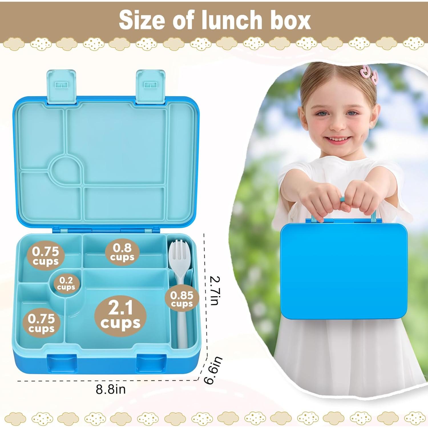 Caja de Almuerzo JOOPETALK Azul 5 Compartimentos Reutilizable