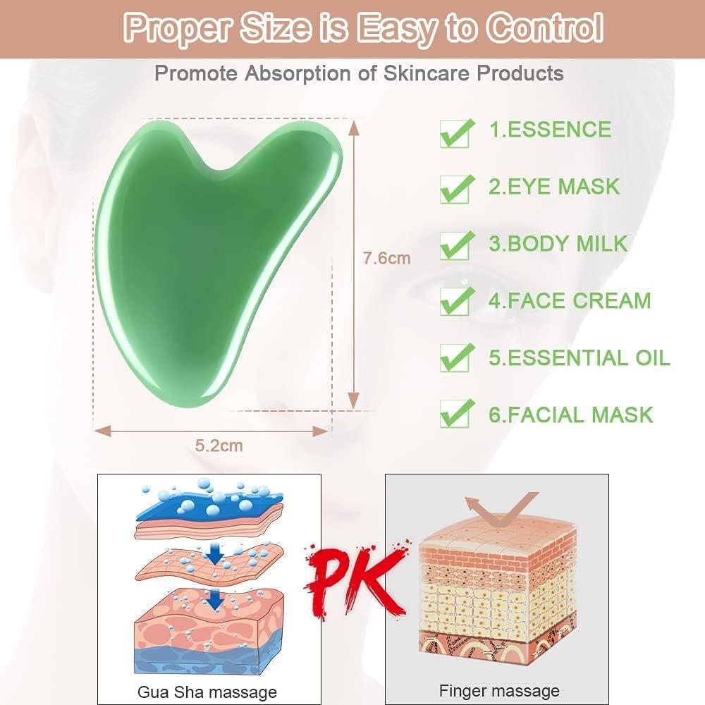 Herramienta de Masaje Gua Sha URAQT Jade Natural 2 Pcs