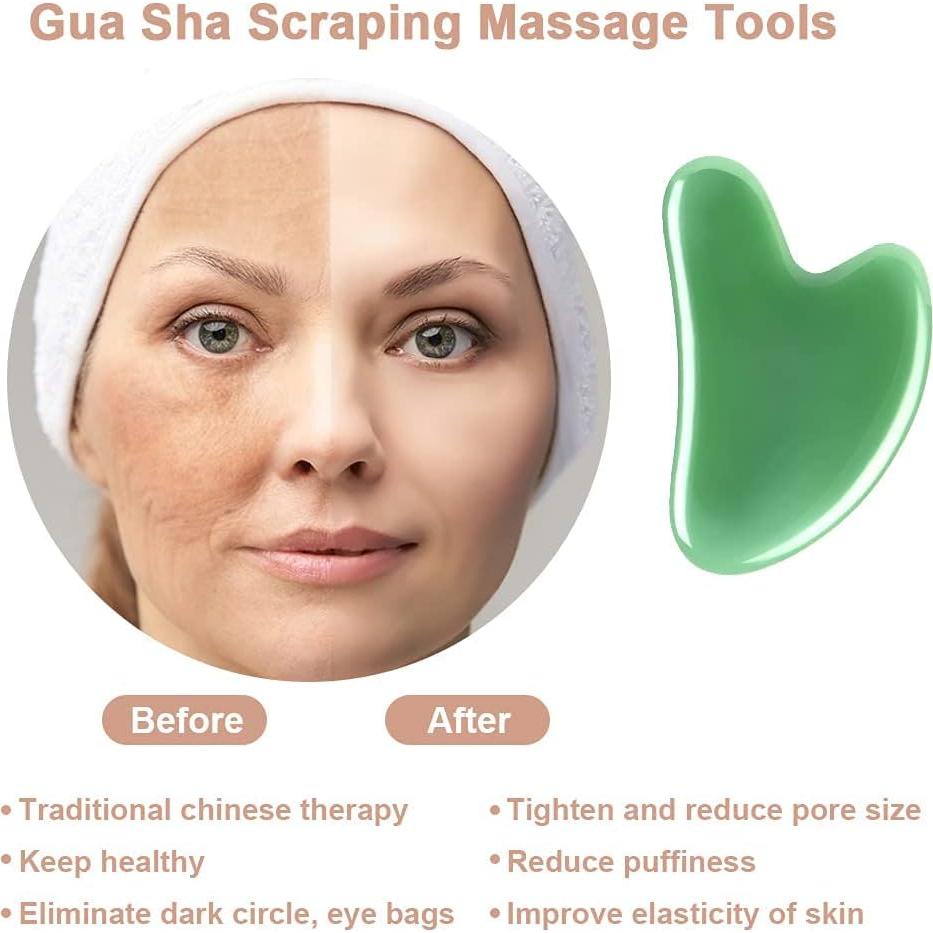 Herramienta de Masaje Gua Sha URAQT Jade Natural 2 Pcs