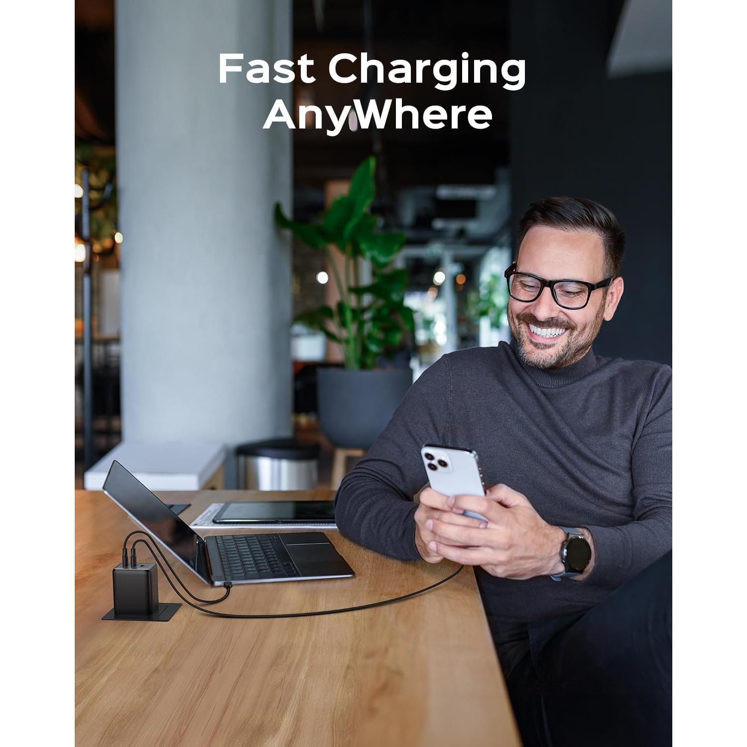 Cargador USB C 100W wegear Plegable 3 Puertos Negro