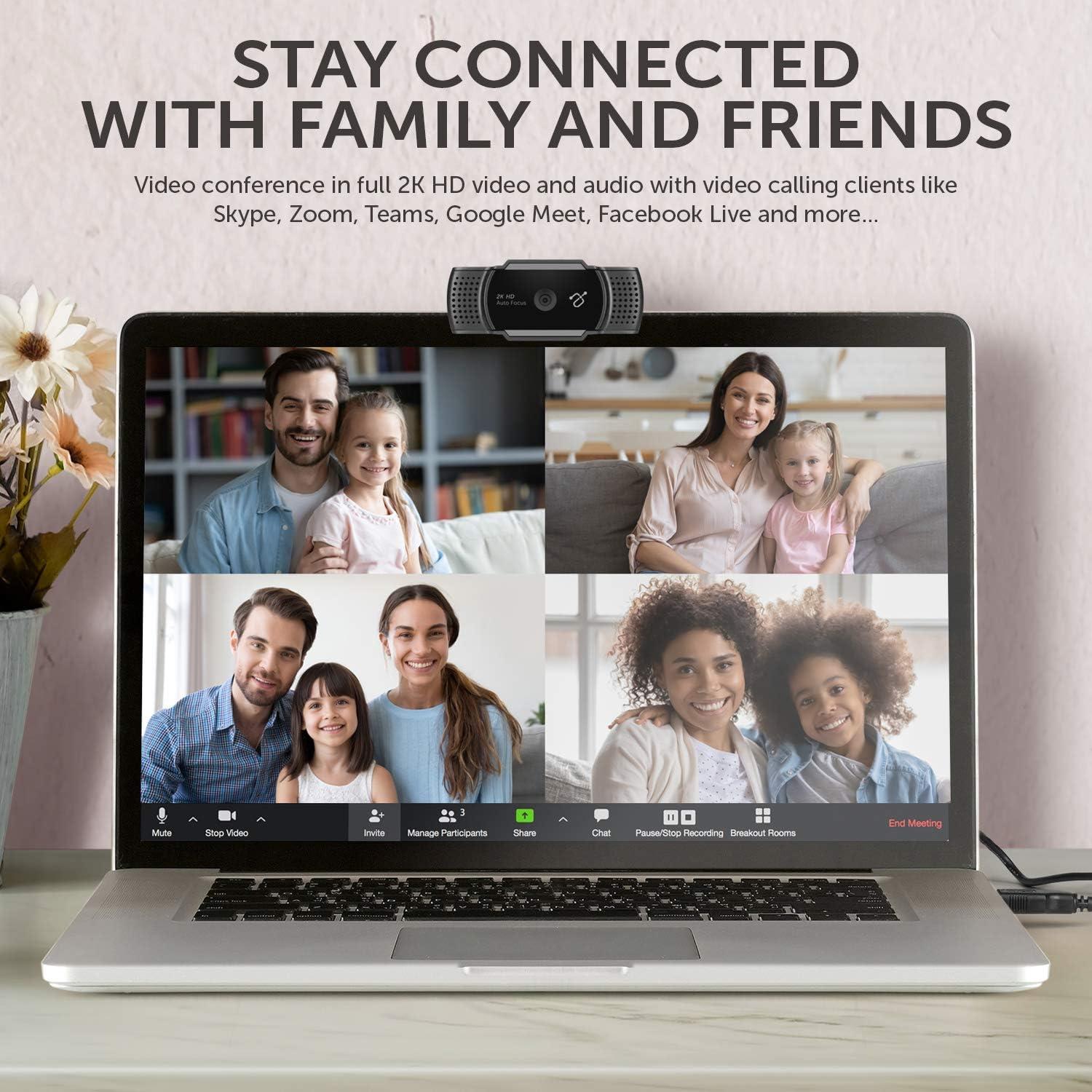 Cámara Web HD 2K Aluratek AWC2KF con Micrófonos Dual y Enfoque Automático